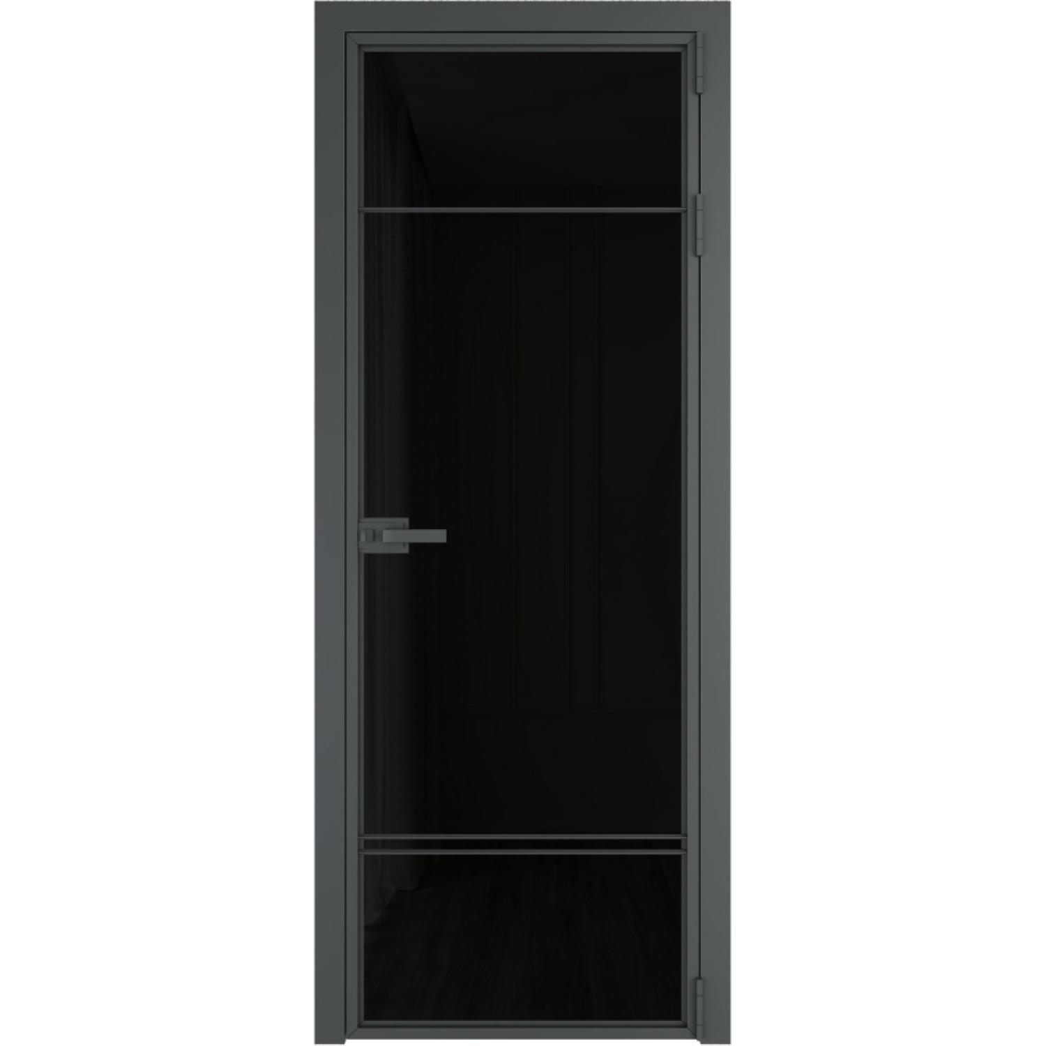 Дверь межкомнатная  алюминиевая  4 AX ProfilDoors (Серая ночь, Триплекс черный)