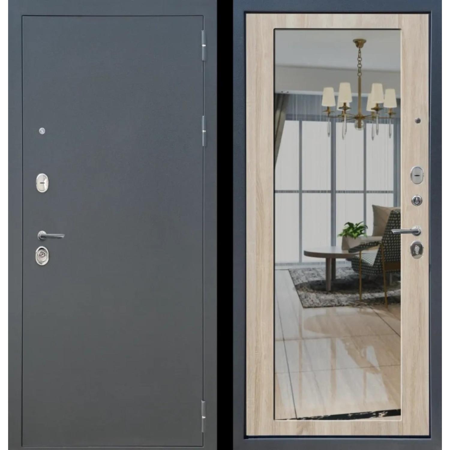 Дверь входная металлическая М5 (960*2050 R, Букле графит (Полимерно-порошковое), Сонома светлый, Заказная)