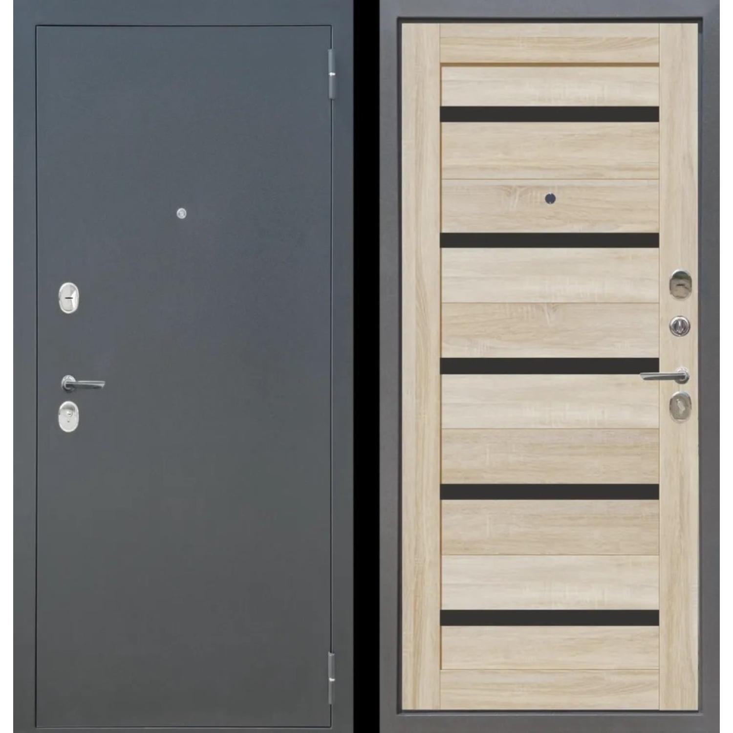 Дверь входная металлическая М4 (960*2050 R, Букле графит (Полимерно-порошковое), Сонома светлый, Заказная)