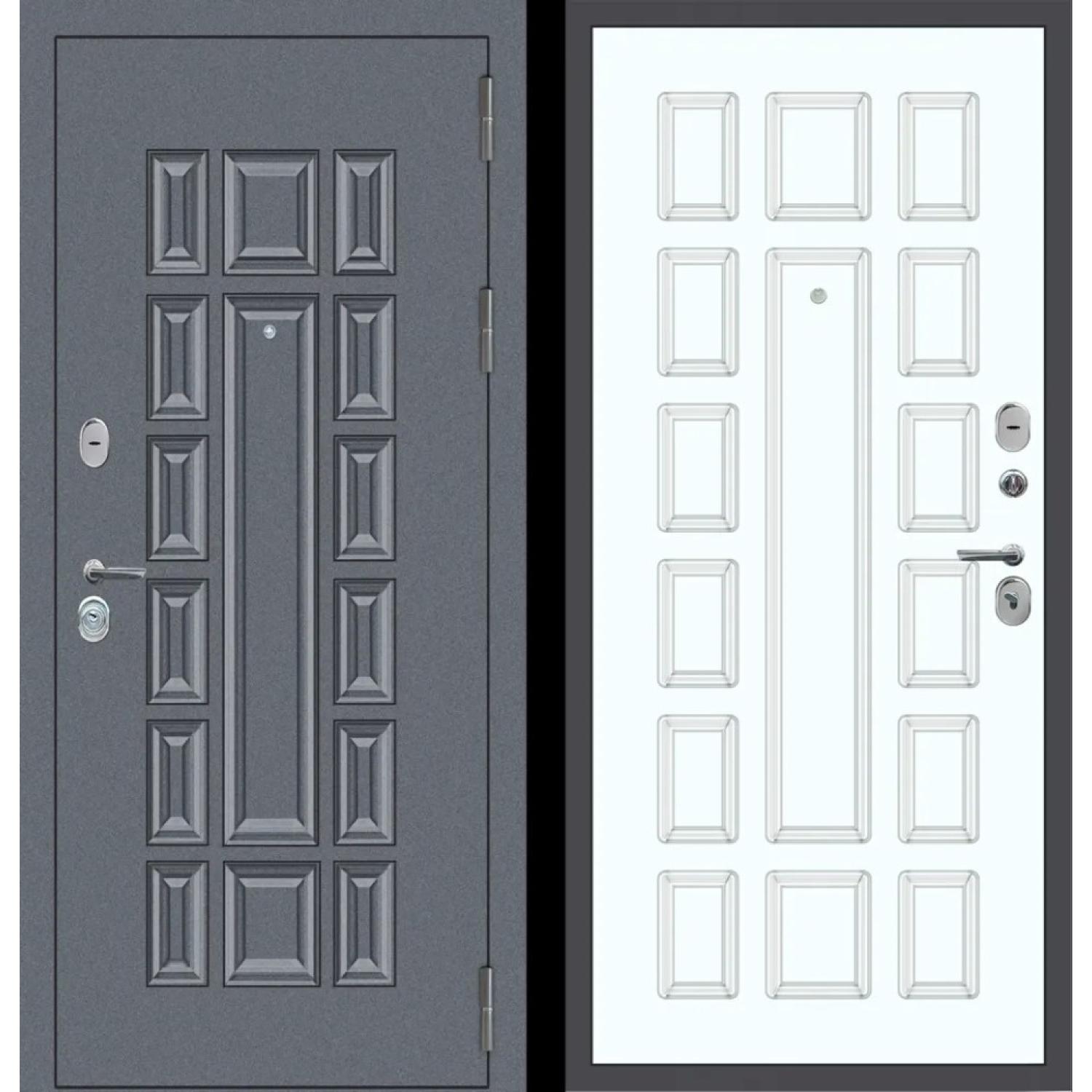 Дверь входная металлическая М54 (860*2050 R, Букле графит (Полимерно-порошковое), Velluto Bianco AG 700, Заказная)