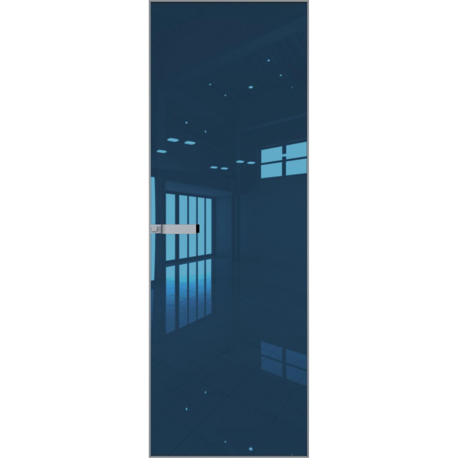 Дверь межкомнатная  алюминиевая  1 AGN (Серебро, Зеркало blue)
