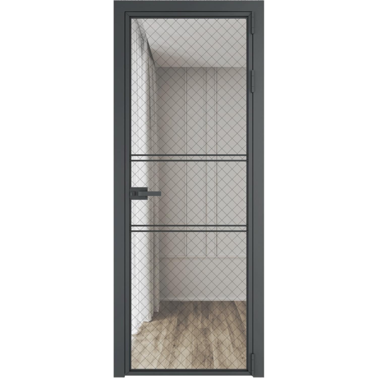 Дверь межкомнатная  алюминиевая  2 AX ProfilDoors (Серая ночь, Ромб черный)