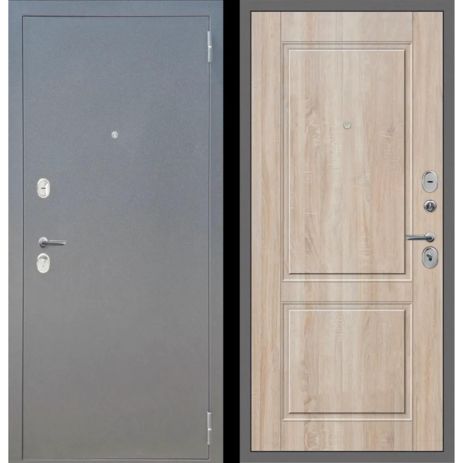 Дверь входная металлическая M30 (860*2050 L, Букле графит (Полимерно-порошковое), Дуб сонома светлый (ПВХ), Заказная)