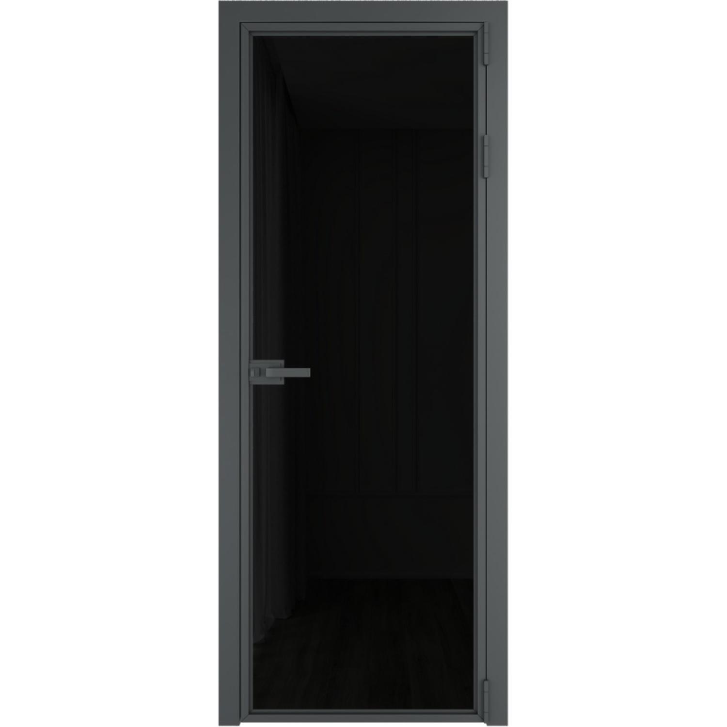 Дверь межкомнатная  алюминиевая  1 AX ProfilDoors (Серая ночь, Триплекс черный)