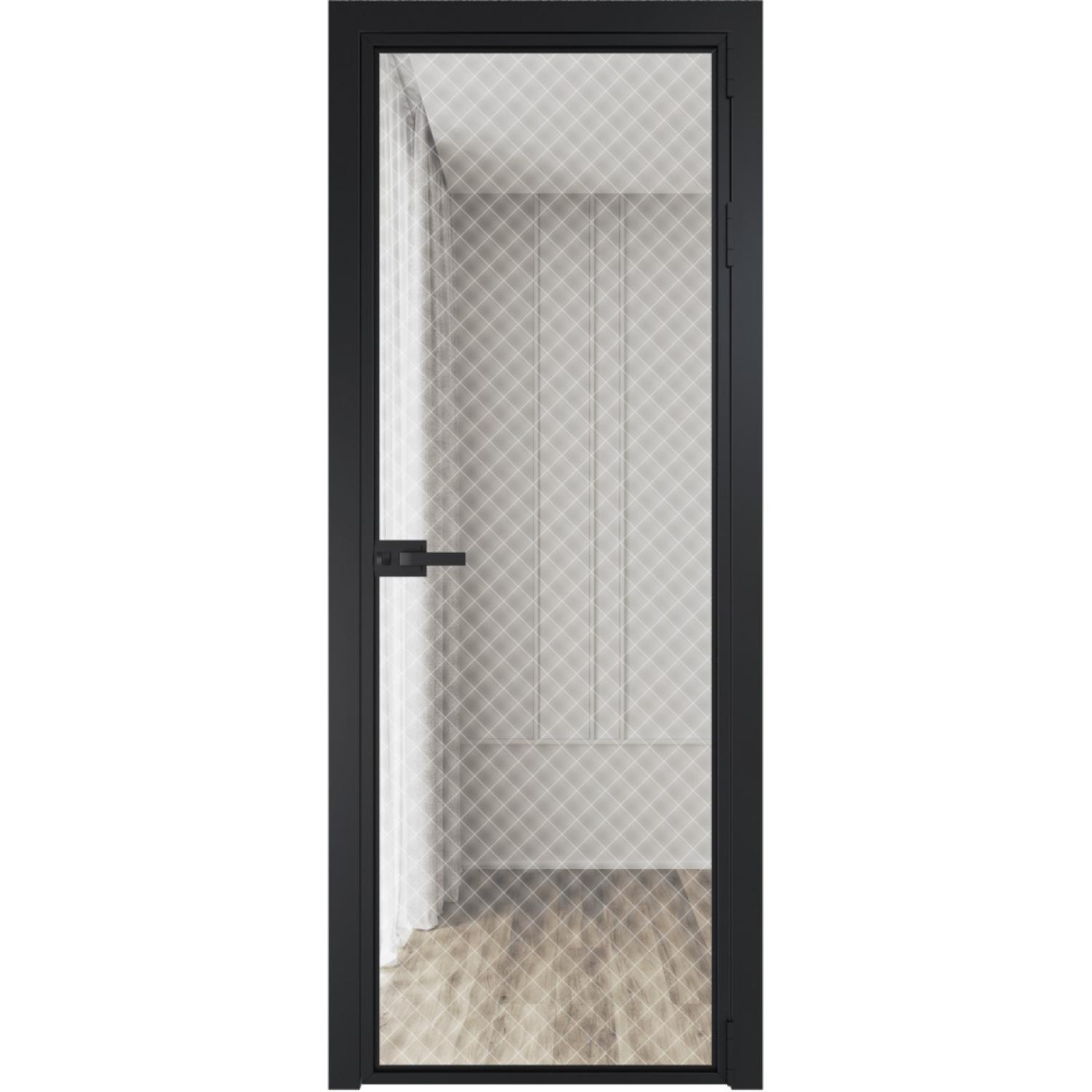 Дверь межкомнатная  алюминиевая  1 AX ProfilDoors (Черный, Ромб белый)