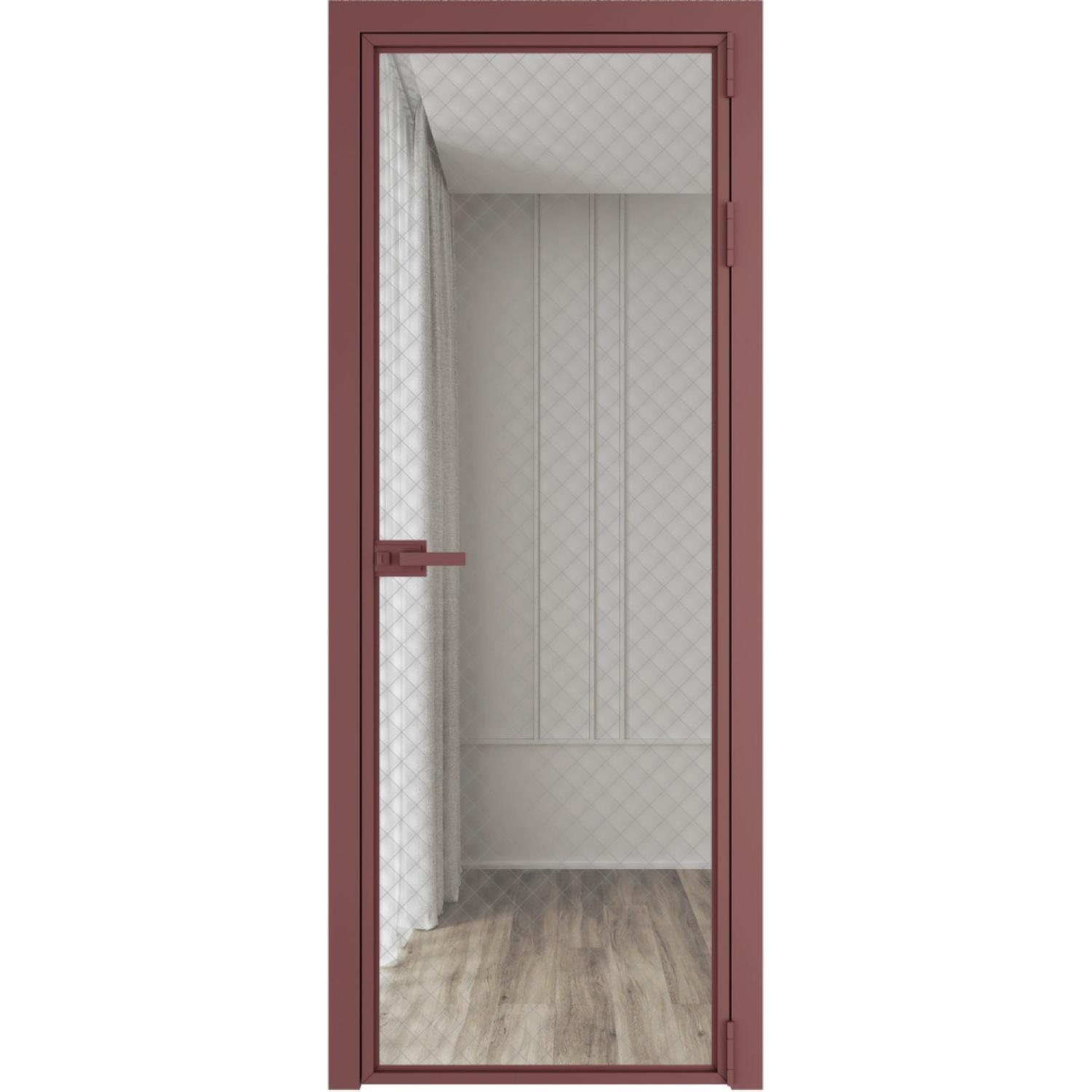 Дверь межкомнатная  алюминиевая  1 AX ProfilDoors (Красный антрацит, Ромб серебро)