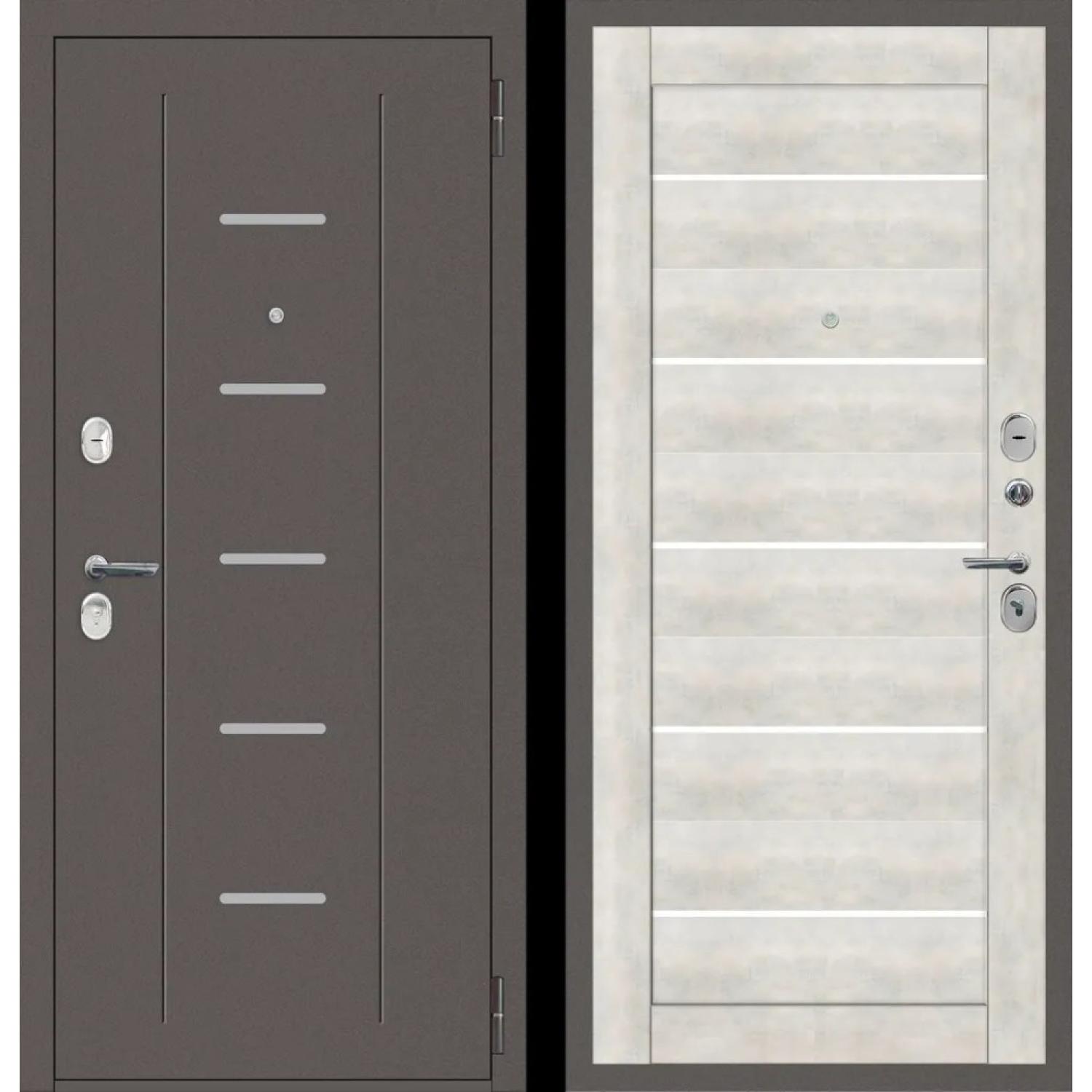 Дверь входная металлическая M33 (960*2050 R, Антик Серебро (Полимерно-порошковое), Бетон снежный (ПВХ), Заказная)