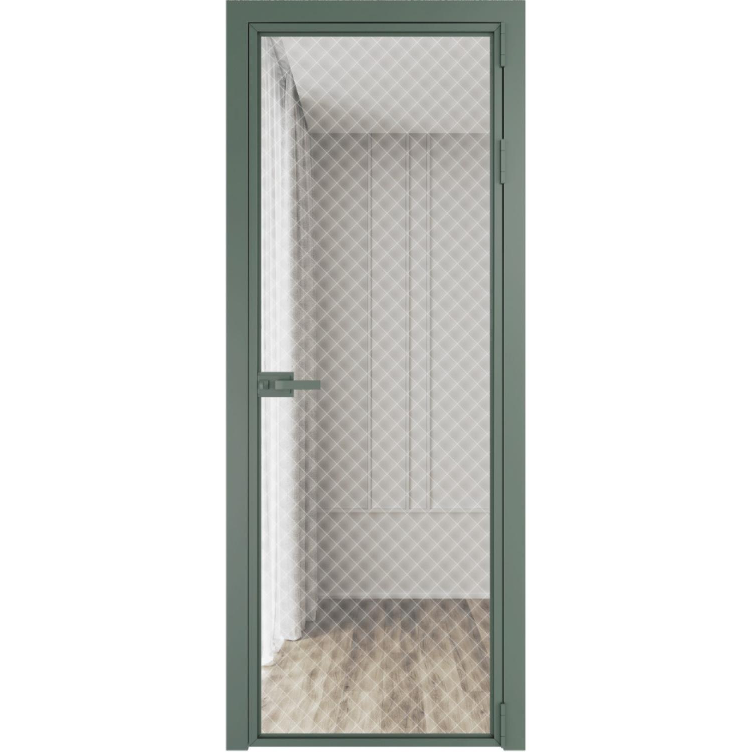 Дверь межкомнатная  алюминиевая  1 AX ProfilDoors (Зеленый воск, Ромб белый)