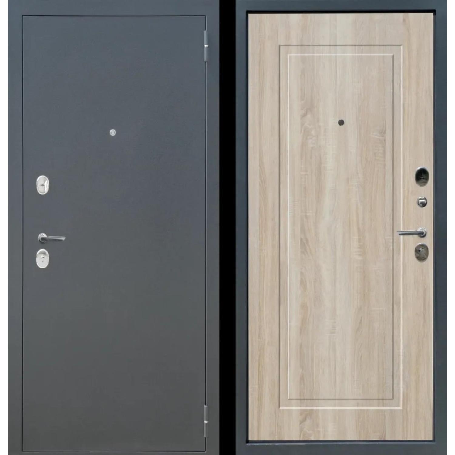 Дверь входная металлическая М2 (960*2050 L, Бетон графит (ПВХ), Дуб сонома светлый (ПВХ), Заказная)