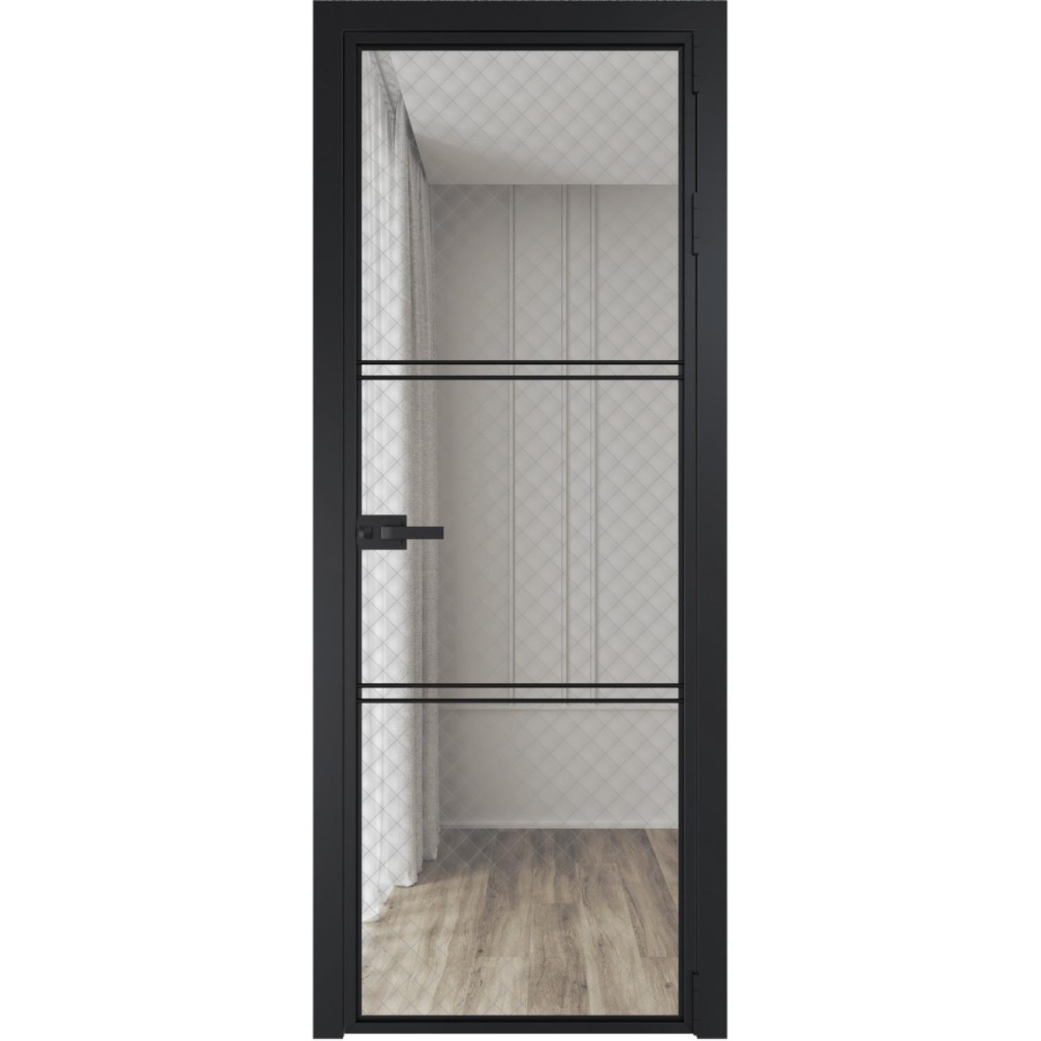 Дверь межкомнатная  алюминиевая  3 AX ProfilDoors (Черный, Ромб серебро)