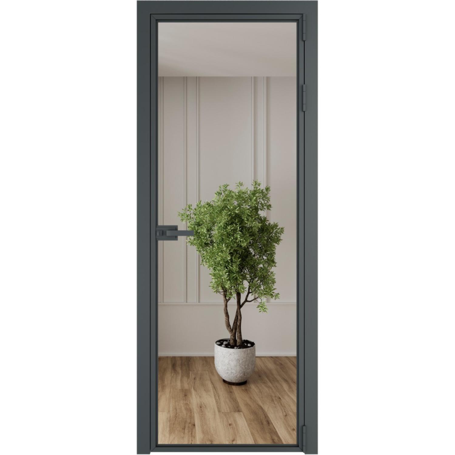 Дверь межкомнатная  алюминиевая  1 AX ProfilDoors (Серая ночь, Зеркало)