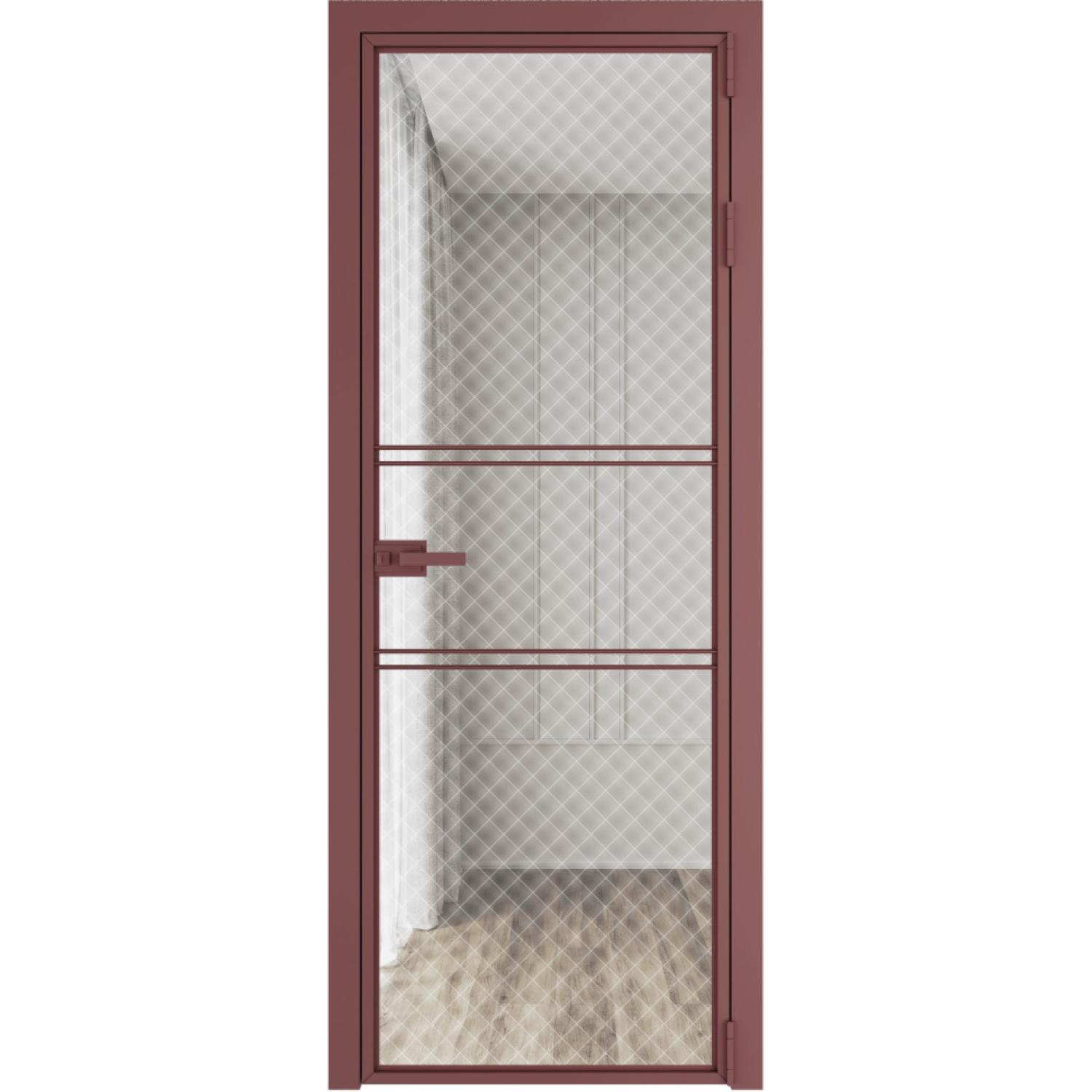 Дверь межкомнатная  алюминиевая  2 AX ProfilDoors (Красный антрацит, Ромб белый)