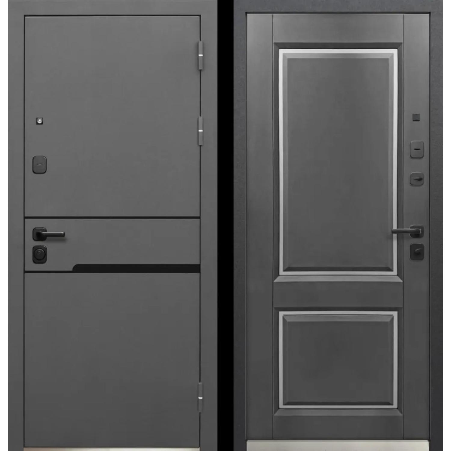 Входная дверь Luxor Классика Сатин (860*2050 L, Муар 7024 (Полимерно-порошковое), Сатин графит (ПВХ), Заказная)