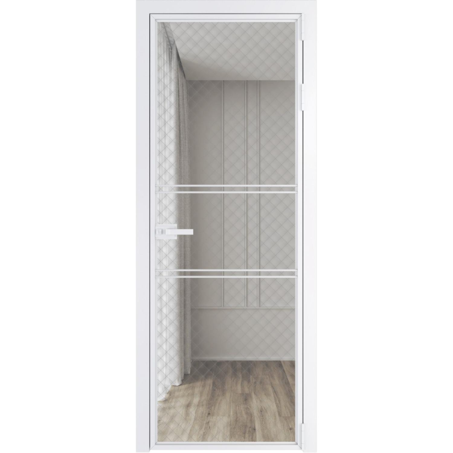 Дверь межкомнатная  алюминиевая  2 AX ProfilDoors (Вайт, Ромб серебро)