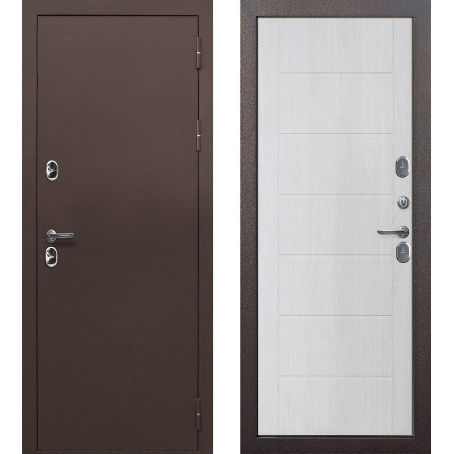 Входная дверь ISOTERMA Медный антик - Астана милки (860*2050 R, Медный антик (Полимерно-порошковое), Астана милки (ПВХ), Складская)