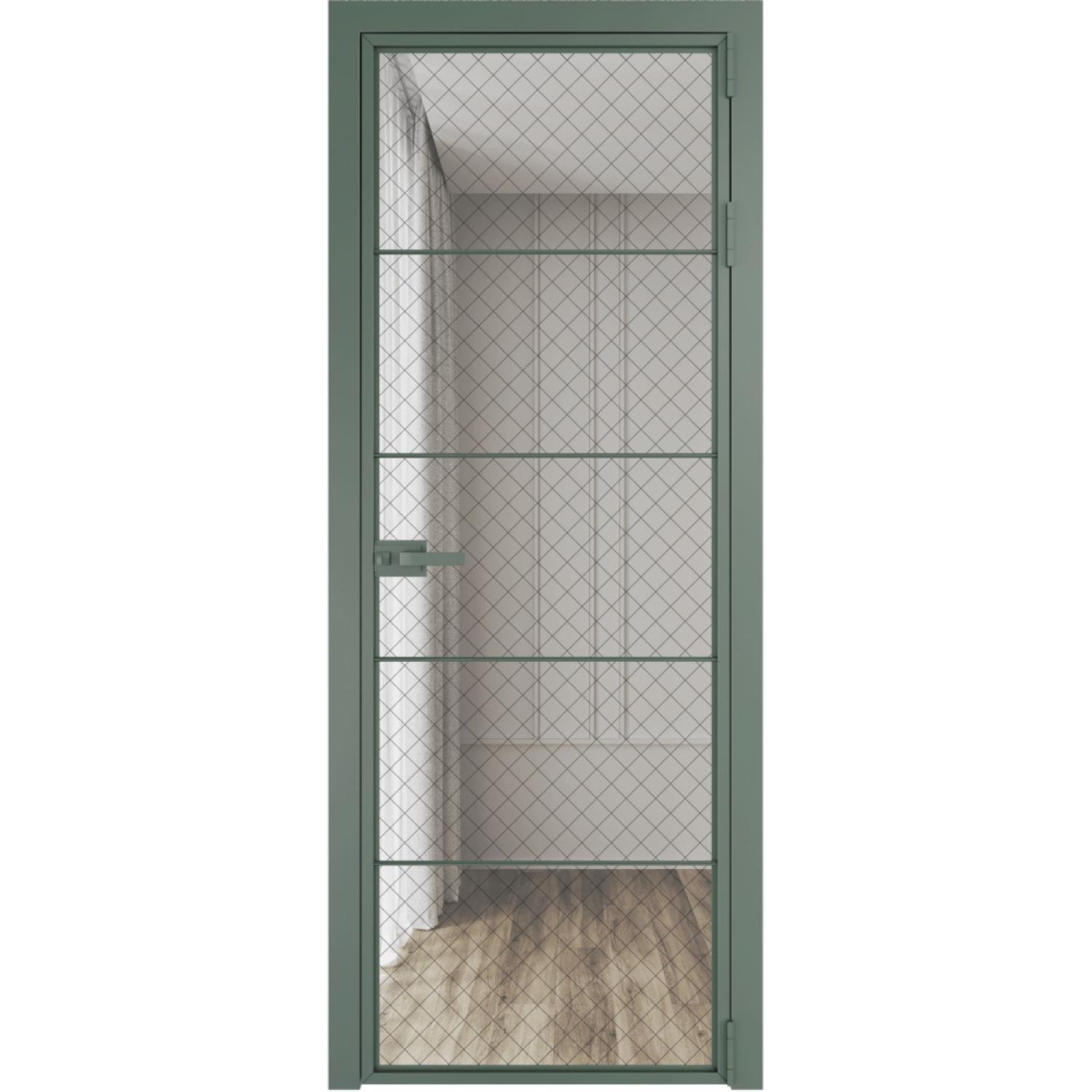 Дверь межкомнатная  алюминиевая  5 AX ProfilDoors (Зеленый воск, Ромб черный)