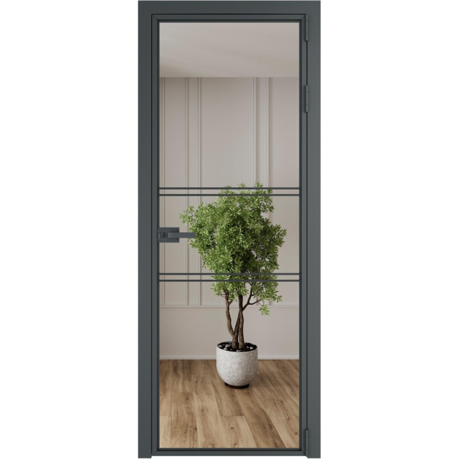 Дверь межкомнатная  алюминиевая  2 AX ProfilDoors (Серая ночь, Зеркало)