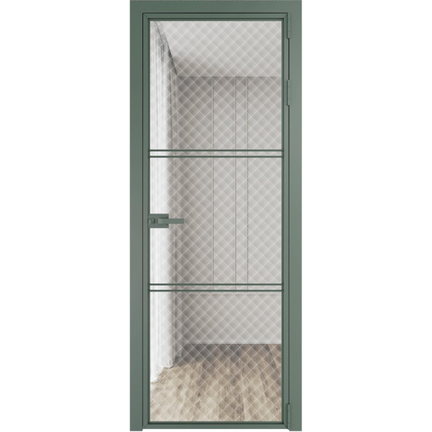 Дверь межкомнатная  алюминиевая  3 AX ProfilDoors (Зеленый воск, Ромб белый)