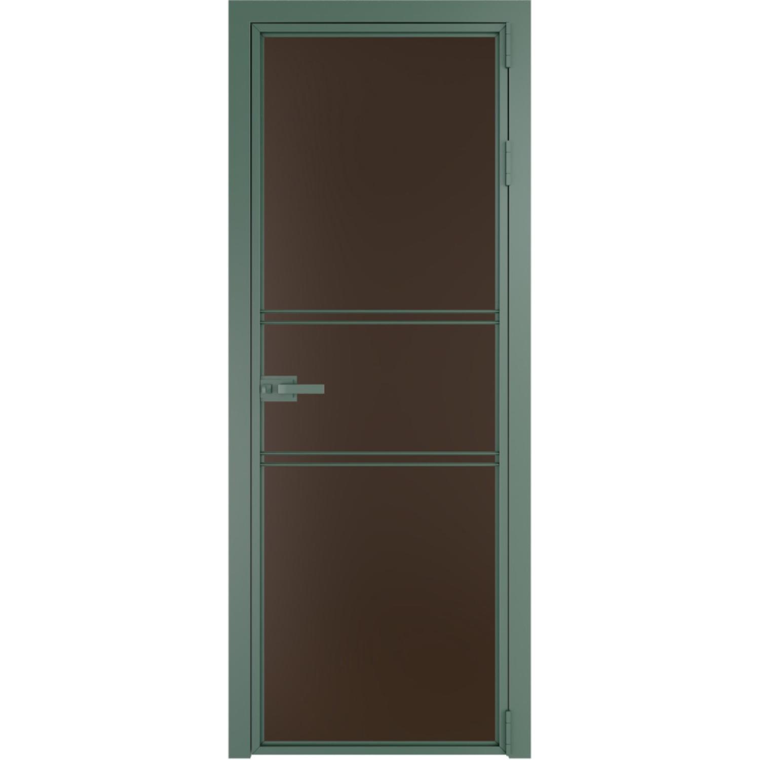 Дверь межкомнатная  алюминиевая  2 AX ProfilDoors (Зеленый воск, Монохром шоколад)