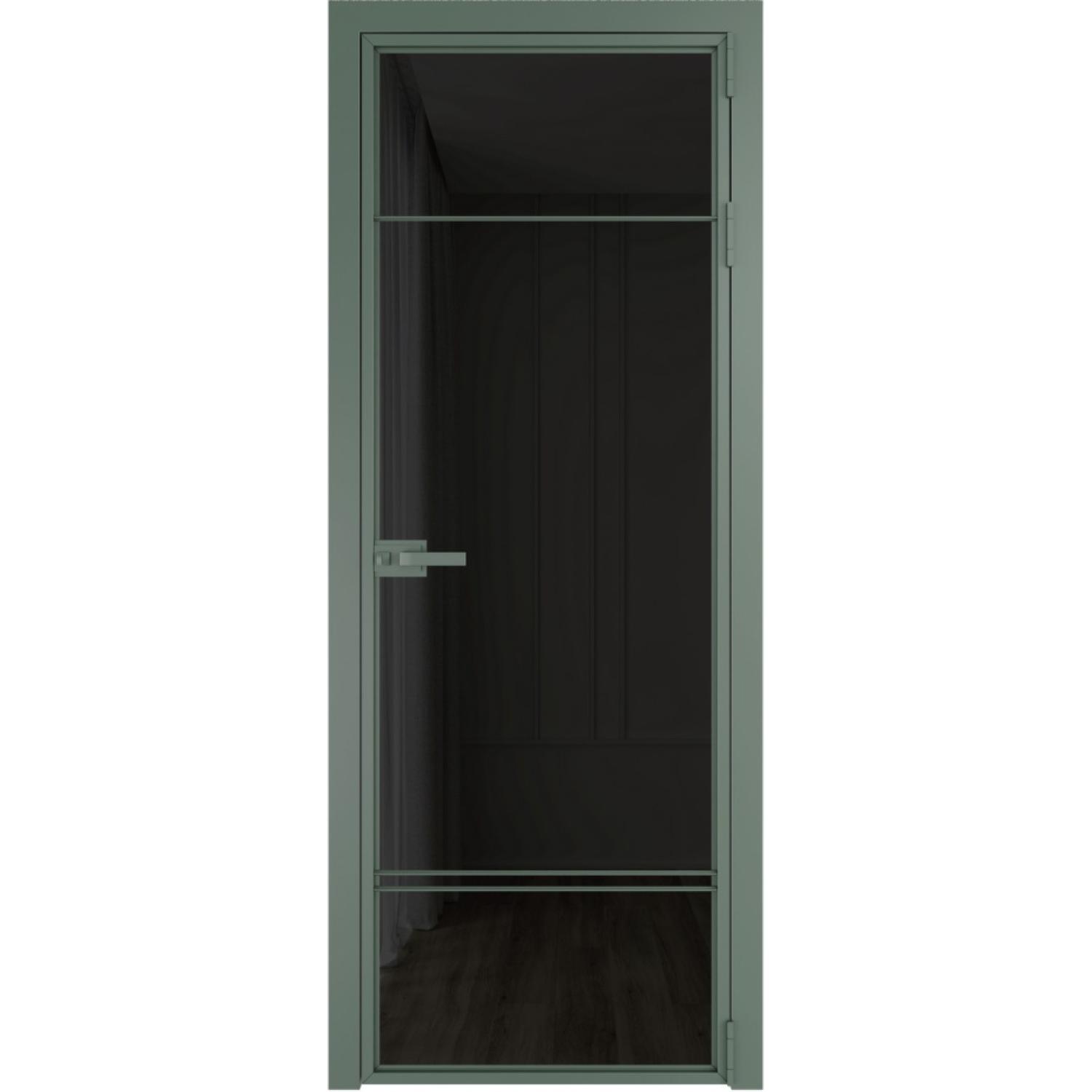 Дверь межкомнатная  алюминиевая  4 AX ProfilDoors (Зеленый воск, Черное тонированное)
