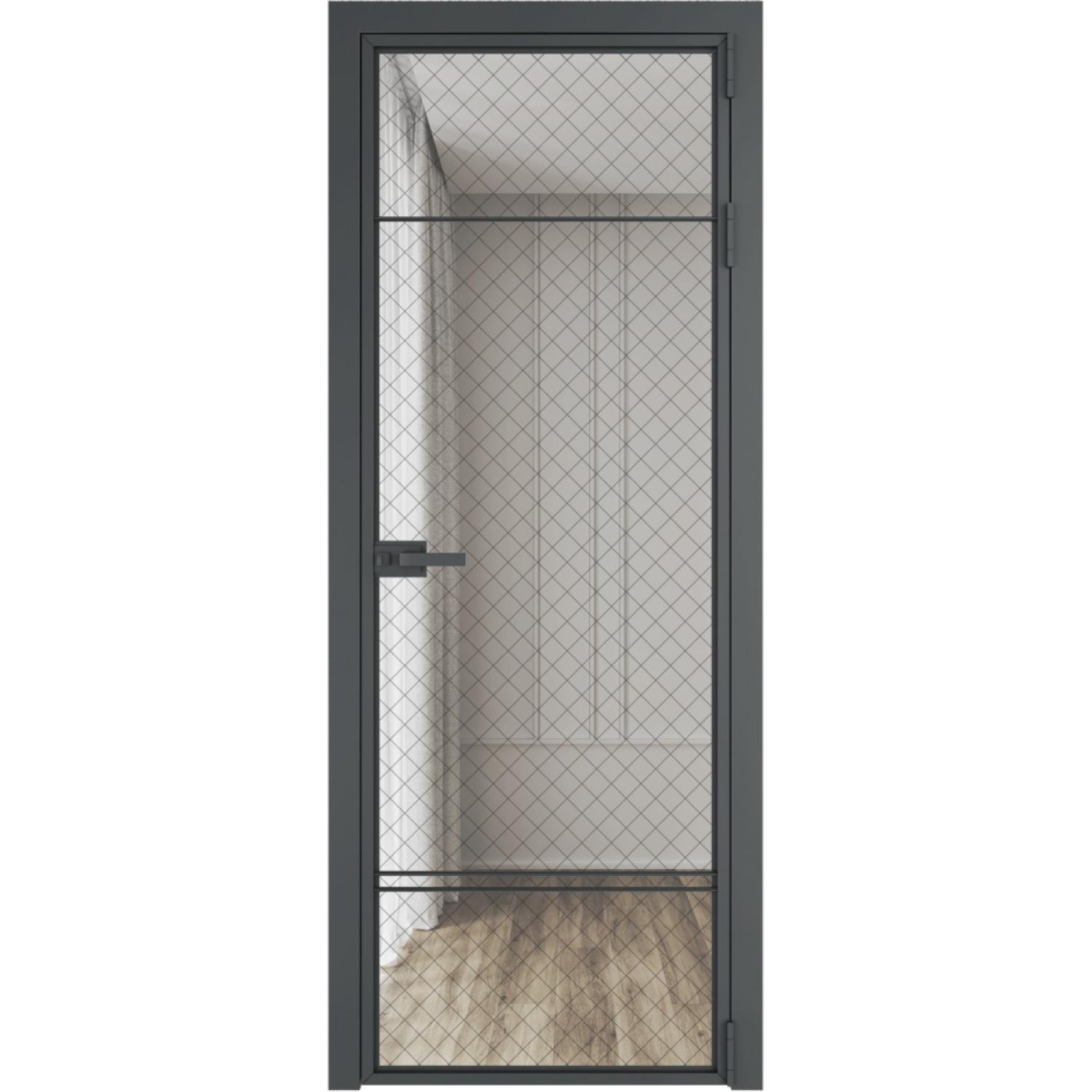 Дверь межкомнатная  алюминиевая  4 AX ProfilDoors (Серая ночь, Ромб черный)