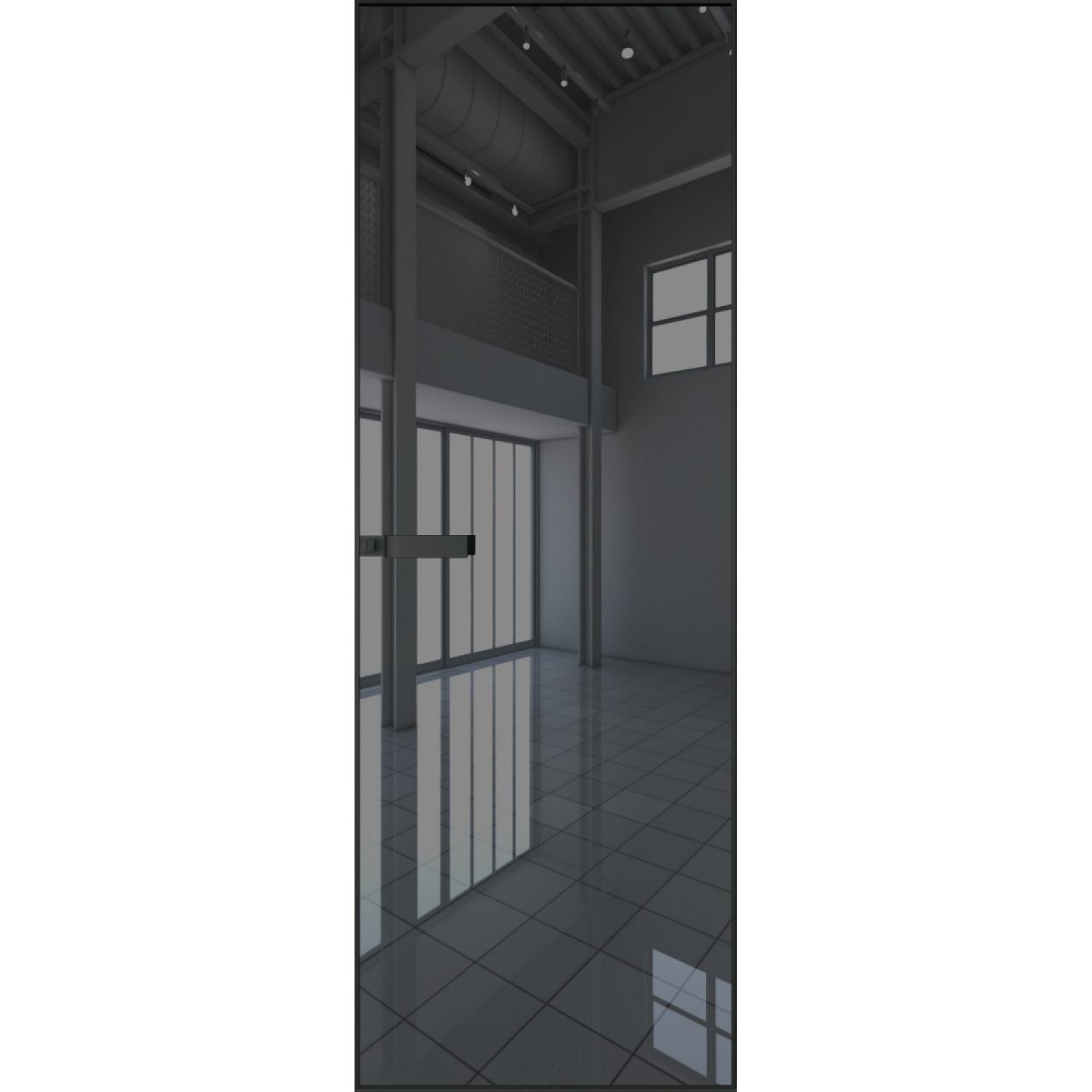 Дверь межкомнатная  алюминиевая  1 AGN (Черный, Зеркало grey)