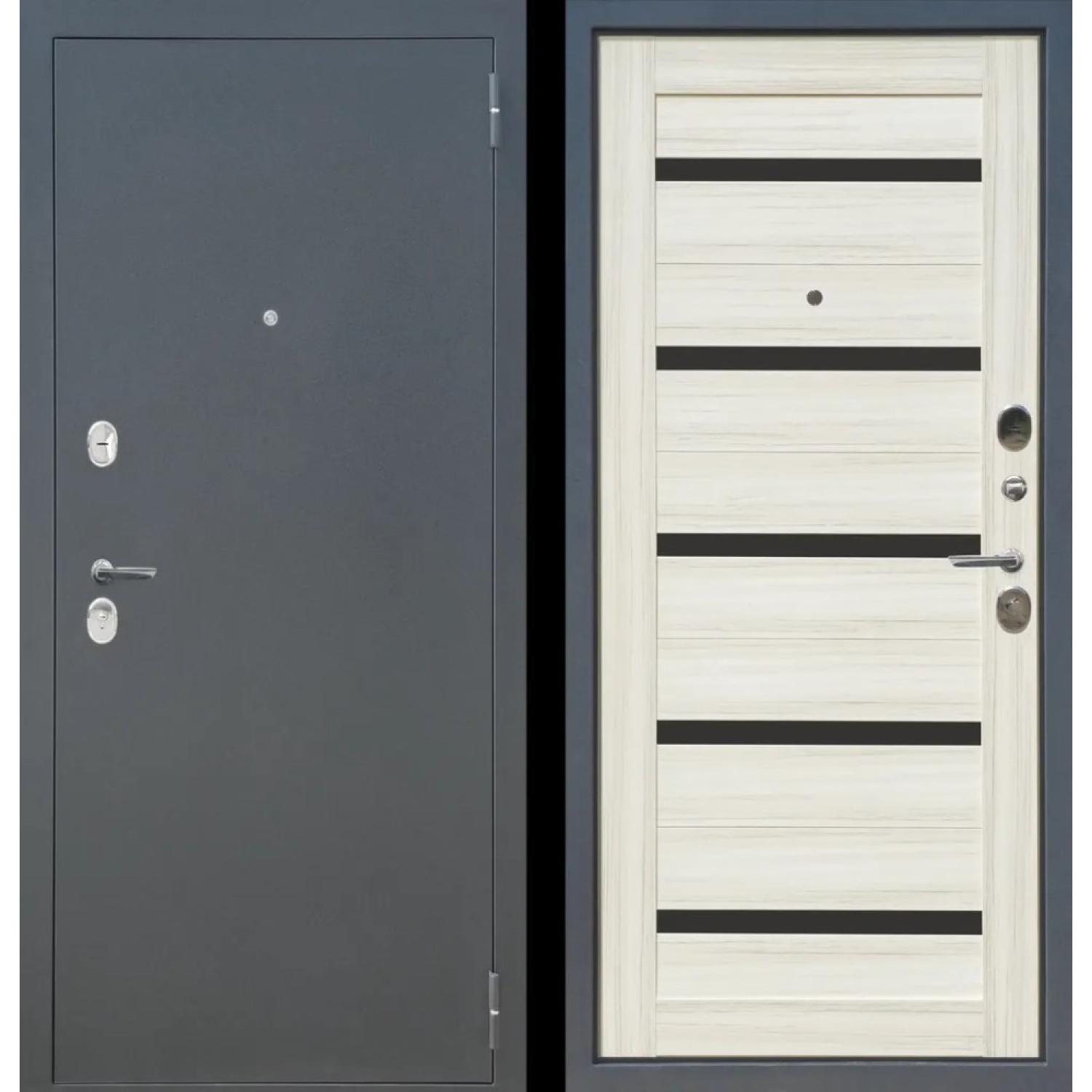 Дверь входная металлическая М4 (960*2050 L, Букле графит (Полимерно-порошковое), Сандал белый, Заказная)