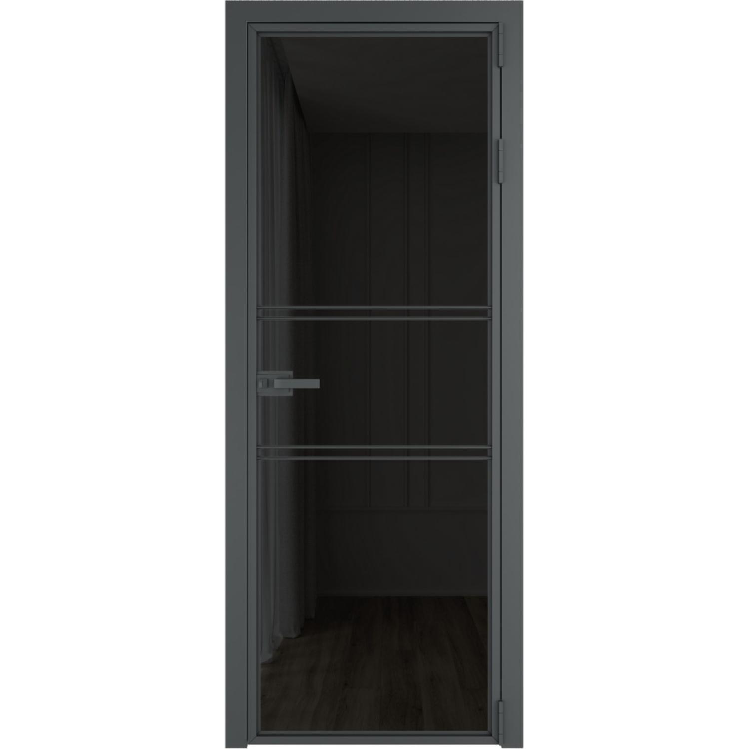 Дверь межкомнатная  алюминиевая  2 AX ProfilDoors (Серая ночь, Черное тонированное)