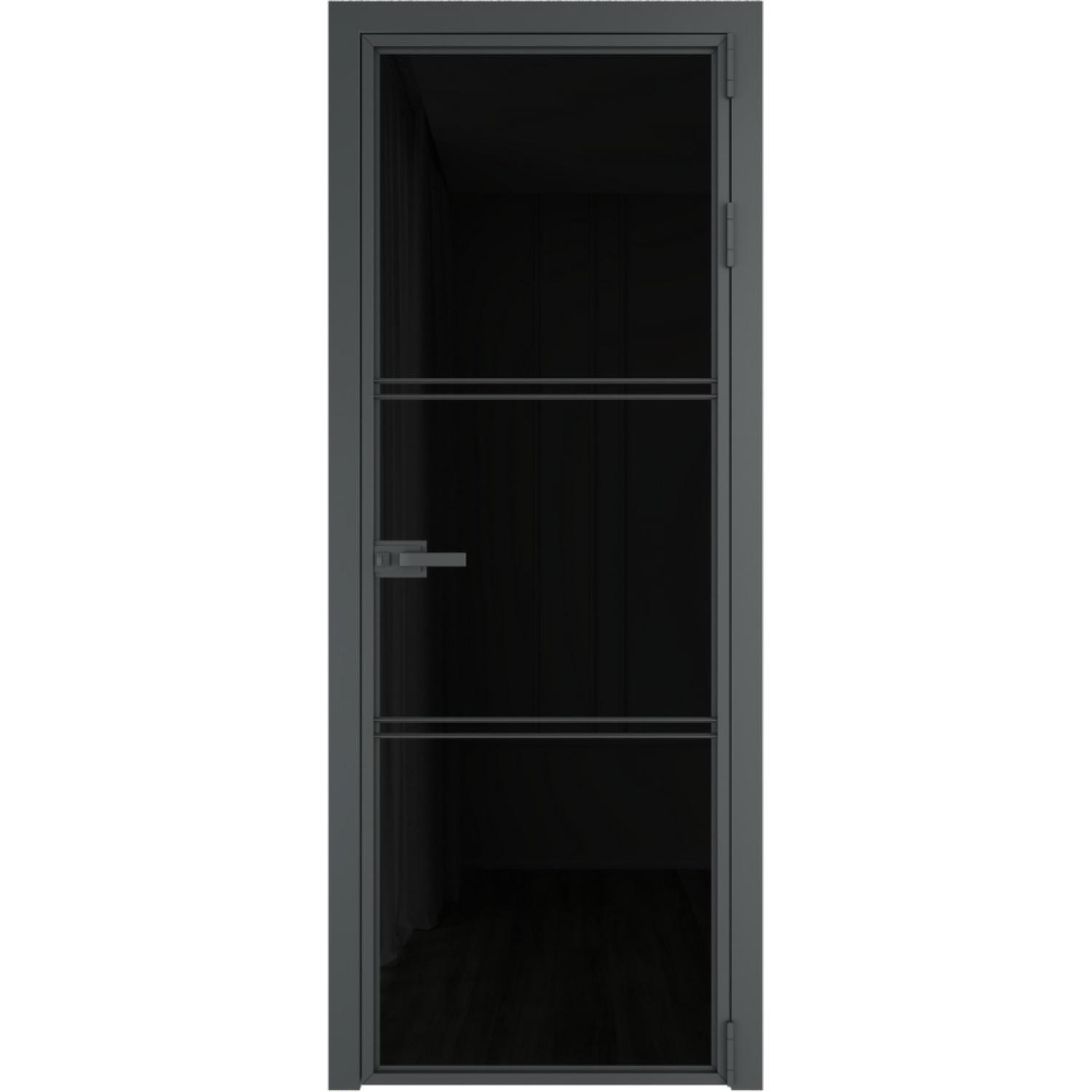 Дверь межкомнатная  алюминиевая  3 AX ProfilDoors (Серая ночь, Триплекс черный)