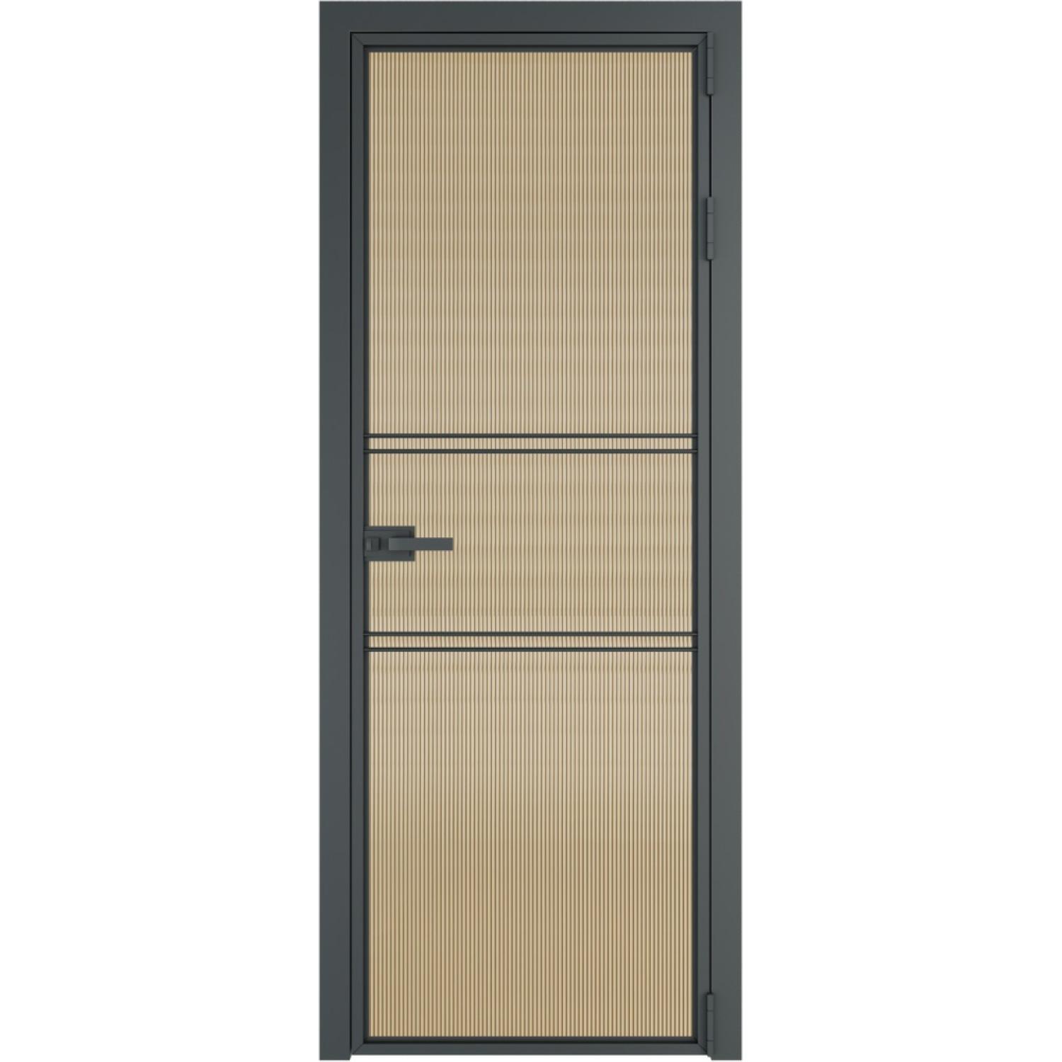 Дверь межкомнатная  алюминиевая  2 AX ProfilDoors (Серая ночь, Мору золото)