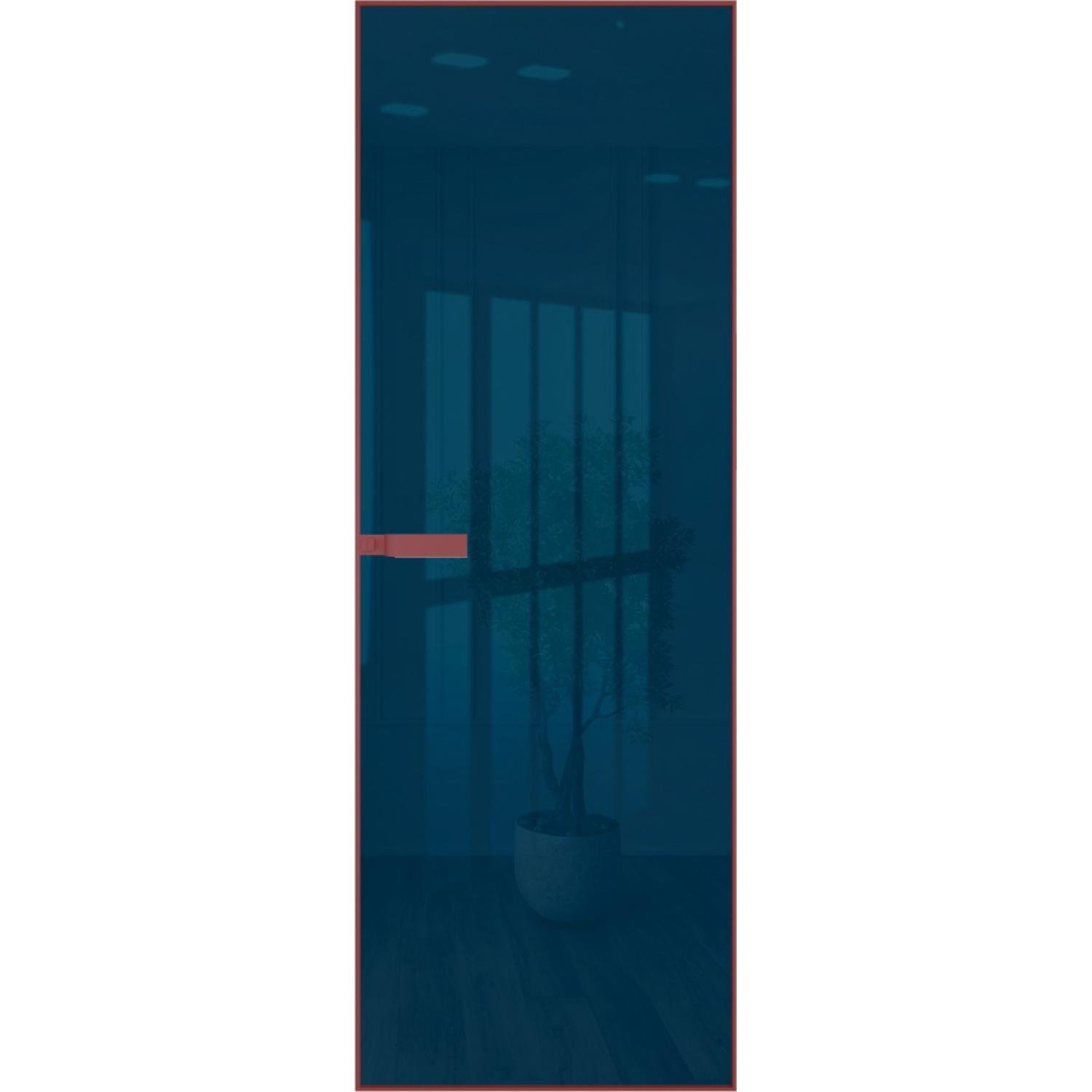 Дверь межкомнатная  алюминиевая  1 AGN (Красный антрацит, Зеркало blue)