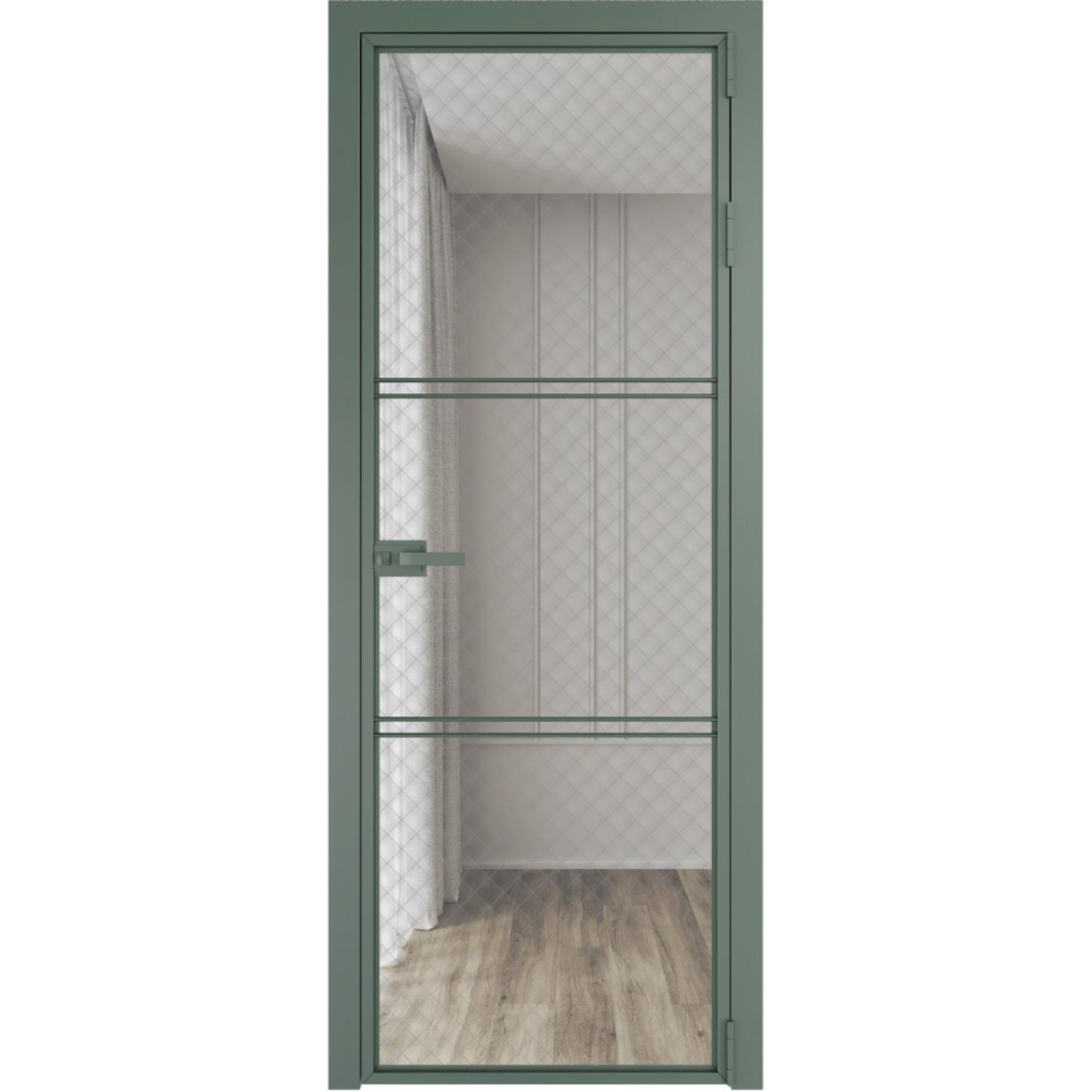 Дверь межкомнатная  алюминиевая  3 AX ProfilDoors (Зеленый воск, Ромб серебро)