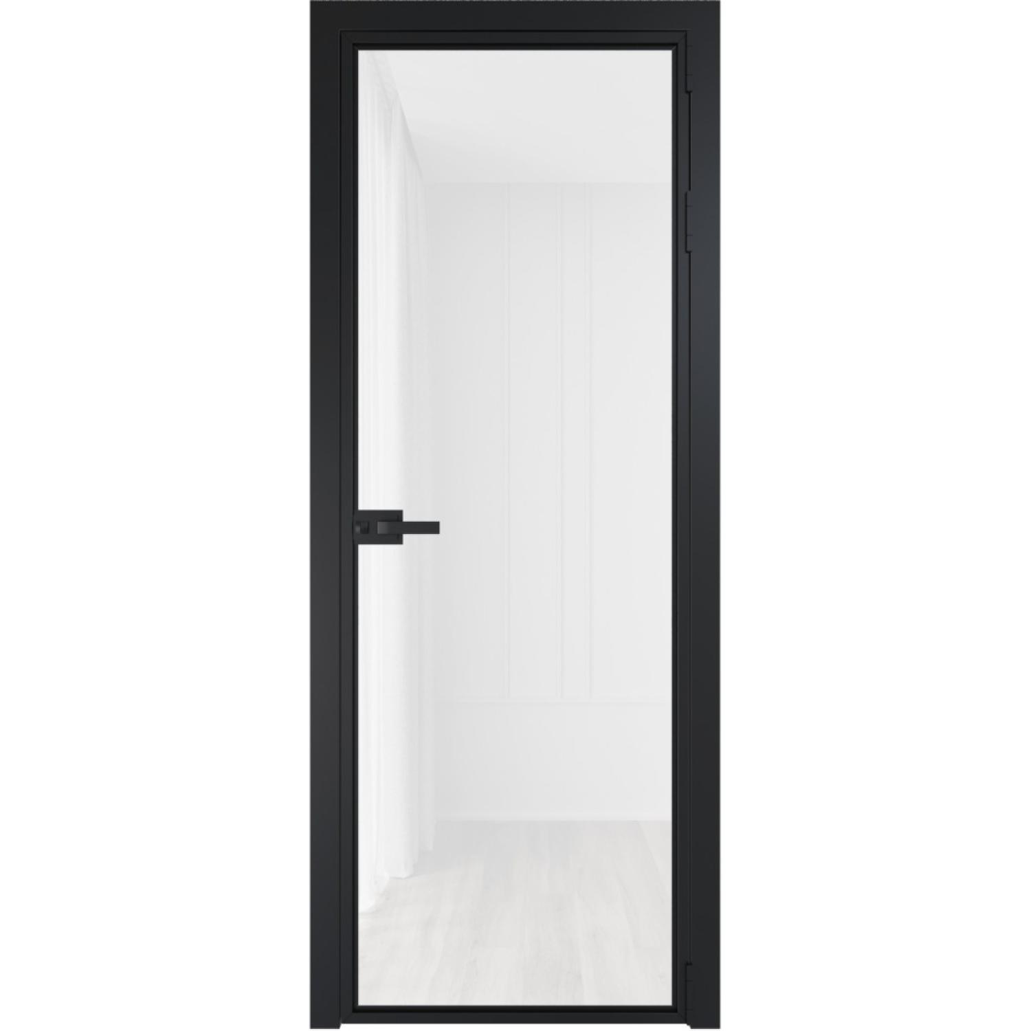 Дверь межкомнатная  алюминиевая  1 AX ProfilDoors (Черный, Триплекс белый)