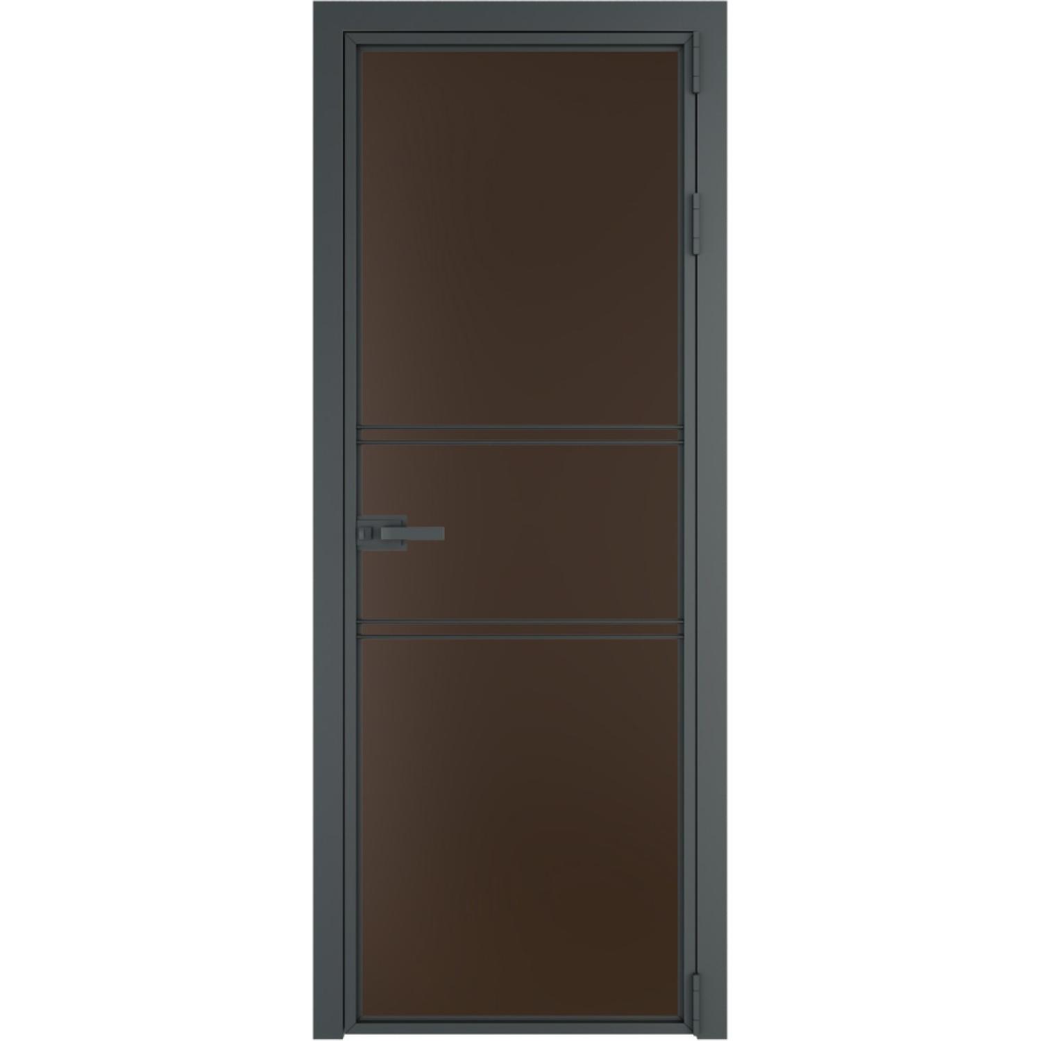 Дверь межкомнатная  алюминиевая  2 AX ProfilDoors (Серая ночь, Монохром шоколад)