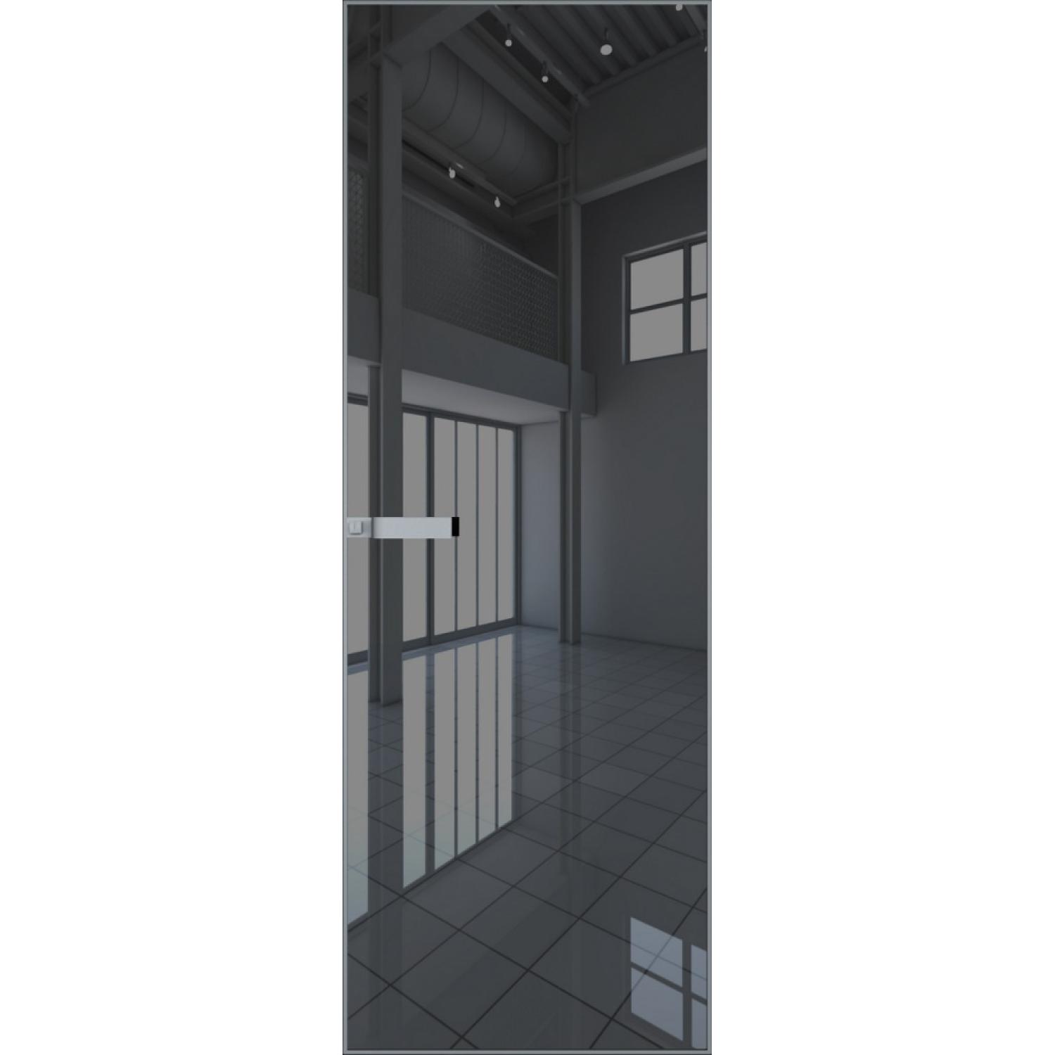 Дверь межкомнатная  алюминиевая  1 AGN (Серебро, Зеркало grey)