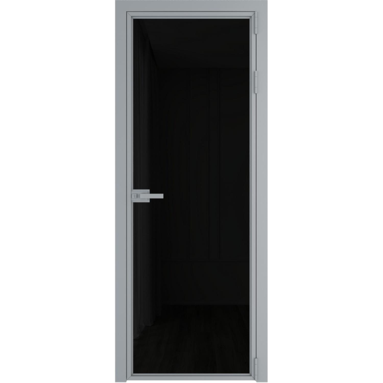 Дверь межкомнатная  алюминиевая  1 AX ProfilDoors (Серебро, Триплекс черный)