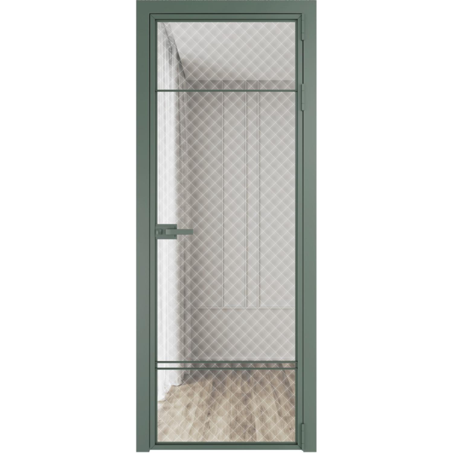 Дверь межкомнатная  алюминиевая  4 AX ProfilDoors (Зеленый воск, Ромб белый)