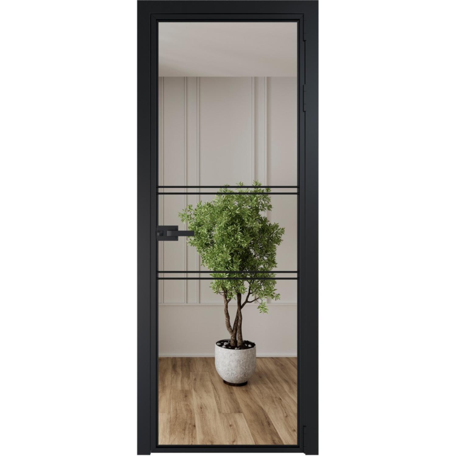 Дверь межкомнатная  алюминиевая  2 AX ProfilDoors (Черный, Зеркало)