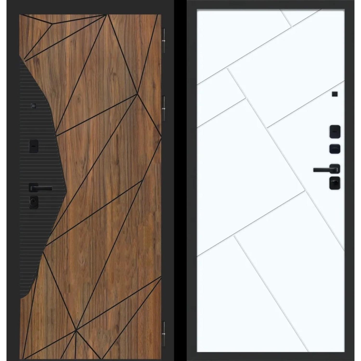 Дверь входная металлическая М105 (960*2050 L, Орех каньон коньяк, Velluto Bianco AG 700, Заказная)