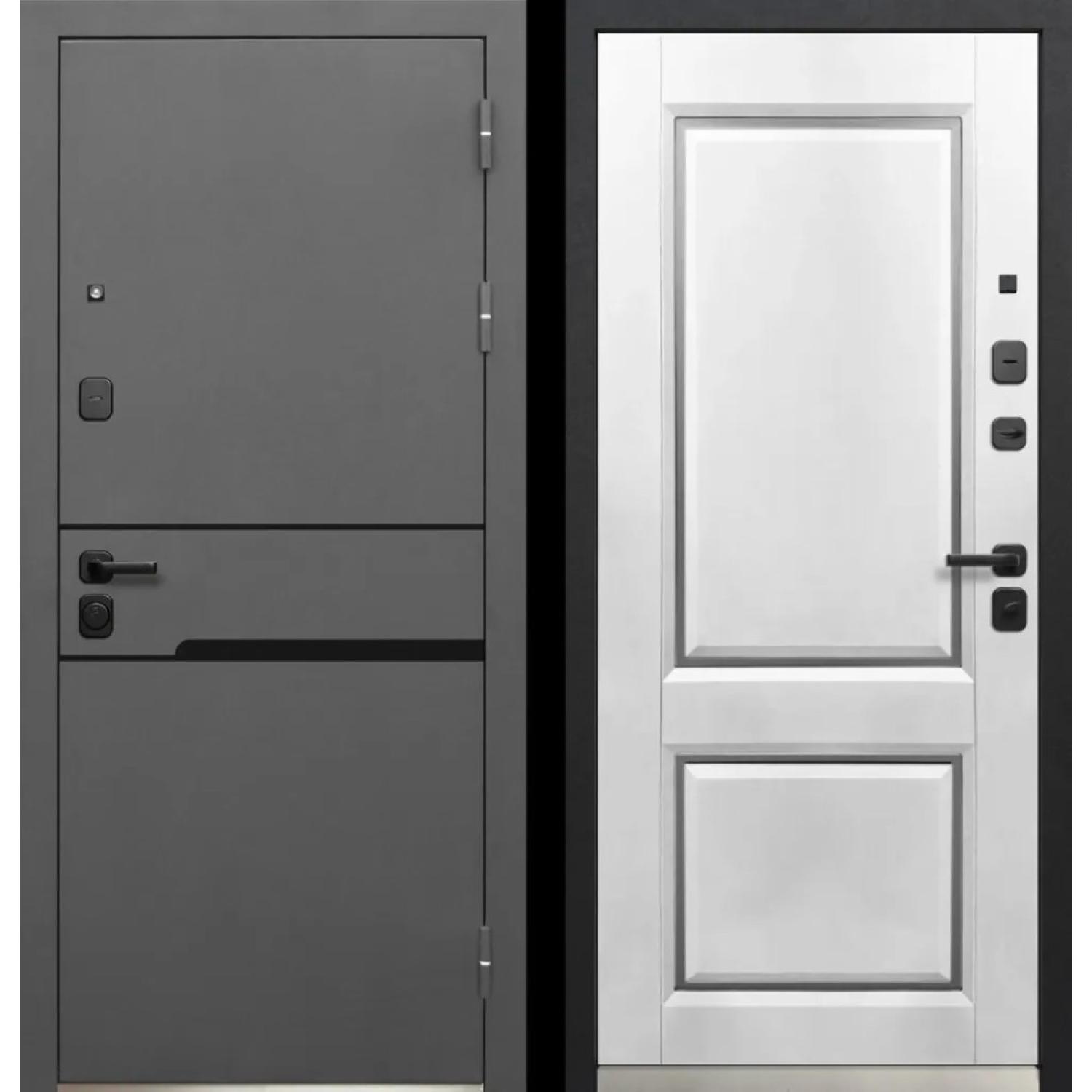 Входная дверь Luxor Классика Сатин (960*2050 R, Муар 7024 (Полимерно-порошковое), Сатин белый (ПВХ), Заказная)