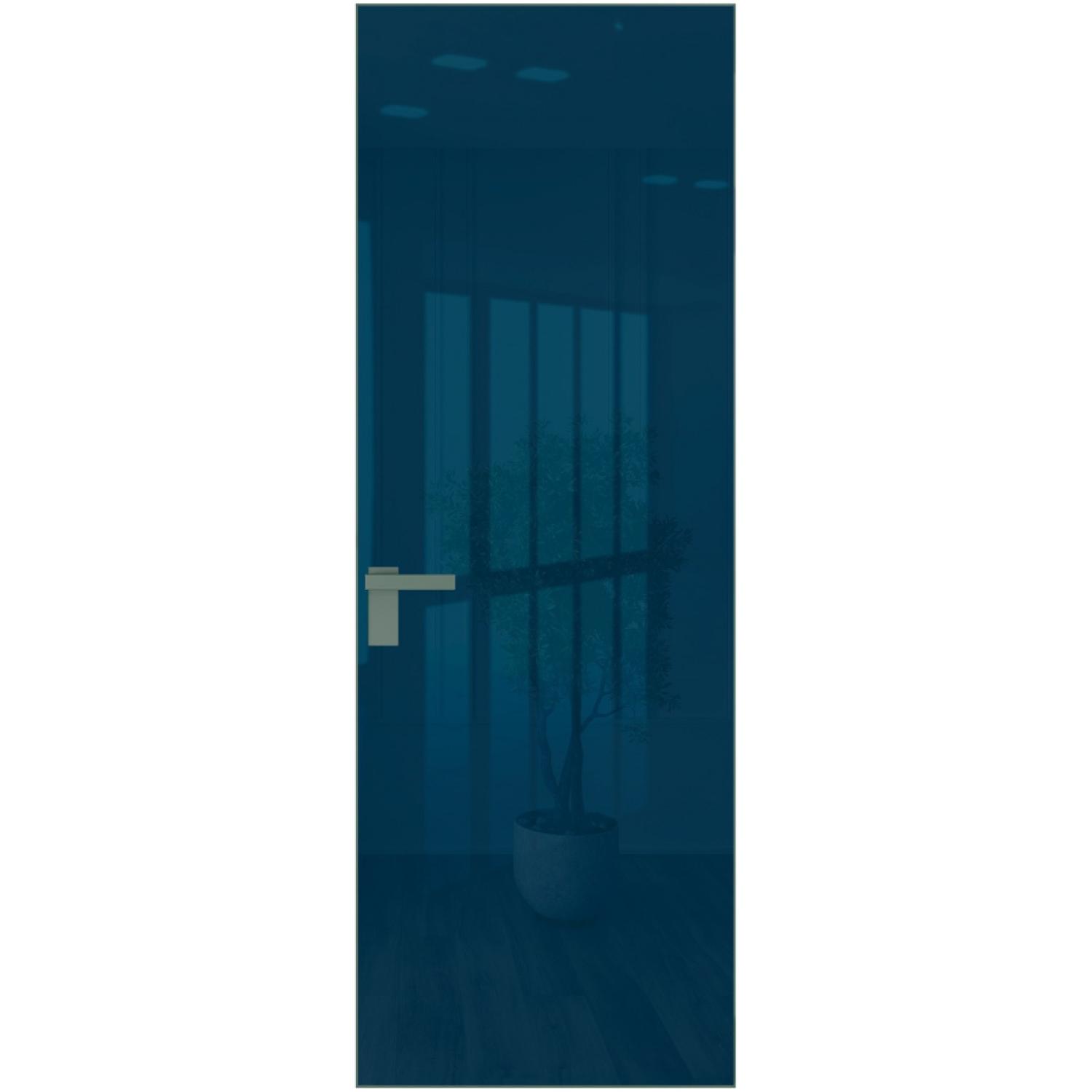Дверь межкомнатная  алюминиевая  1 AGK (Зеленый воск, Зеркало blue, Заказная)