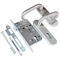Замок врезной 7504/1115 с ручками на планке из нерж. стали