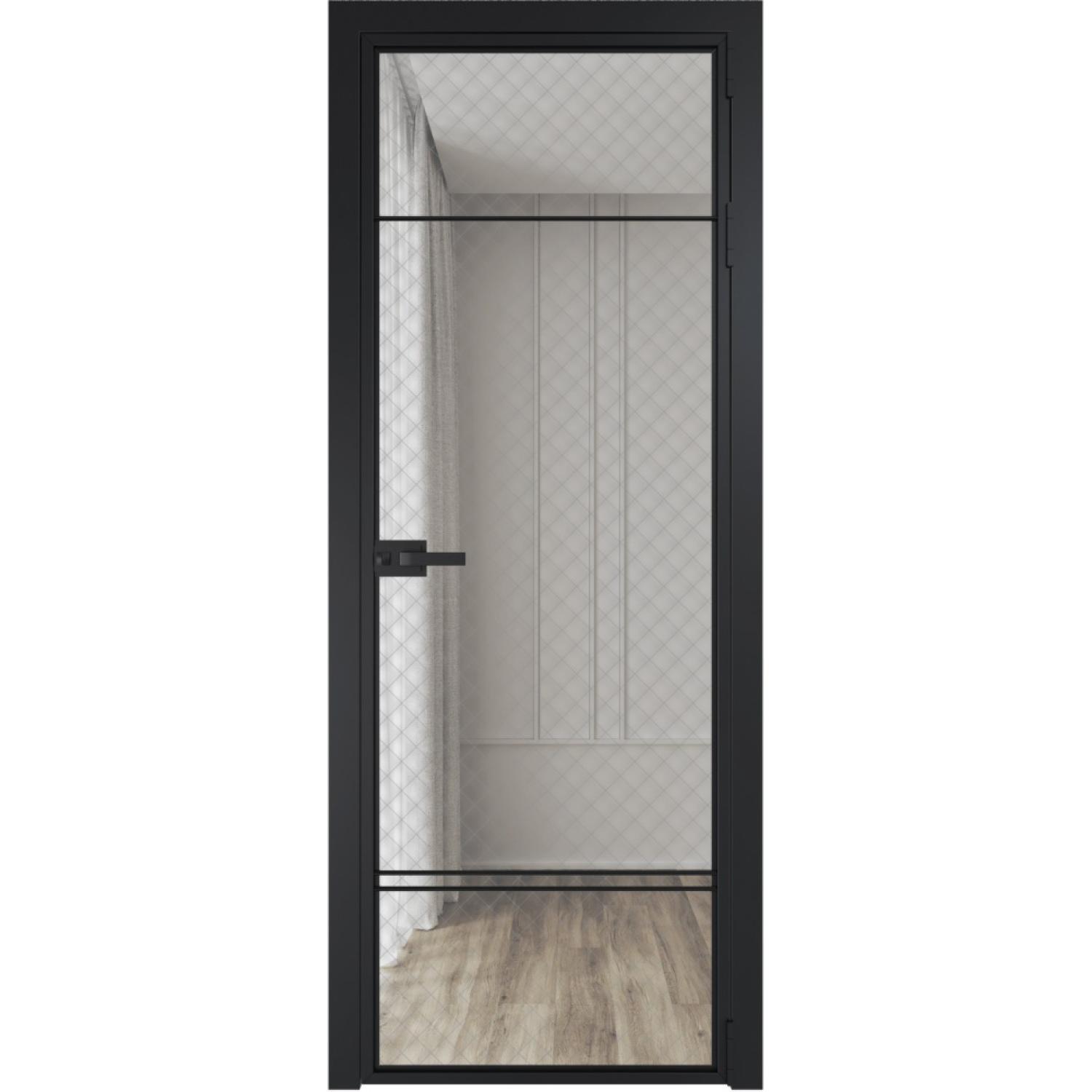 Дверь межкомнатная  алюминиевая  4 AX ProfilDoors (Черный, Ромб серебро)