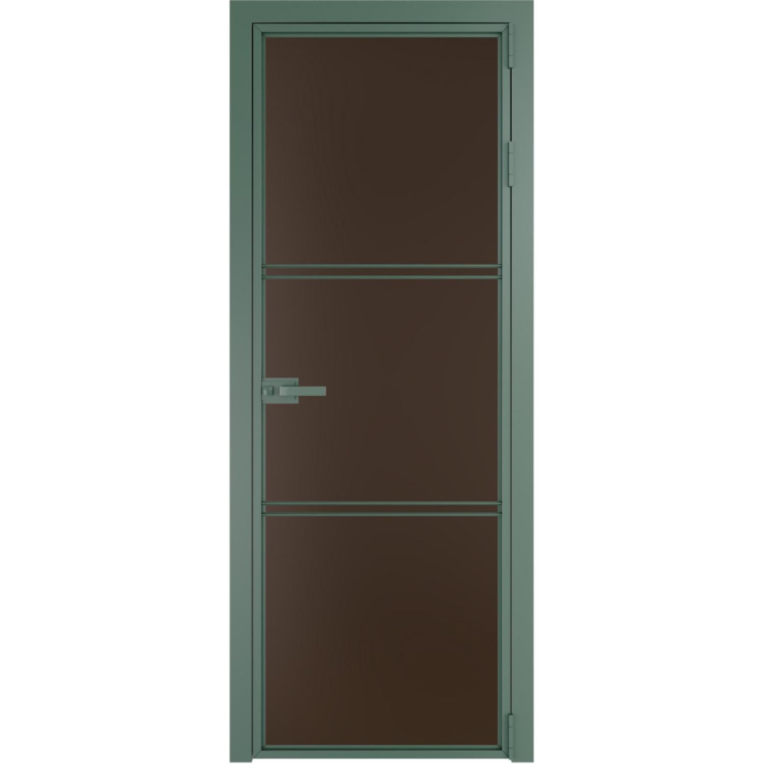 Дверь межкомнатная  алюминиевая  3 AX ProfilDoors (Зеленый воск, Монохром шоколад)