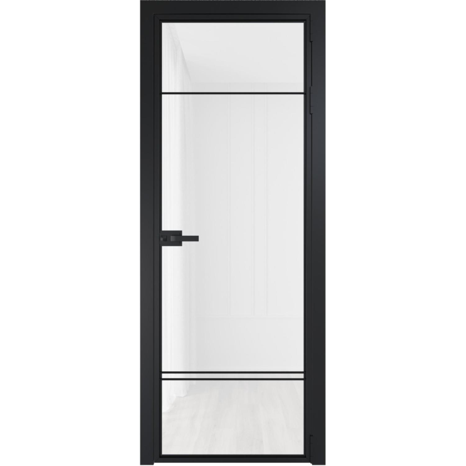 Дверь межкомнатная  алюминиевая  4 AX ProfilDoors (Черный, Триплекс белый)