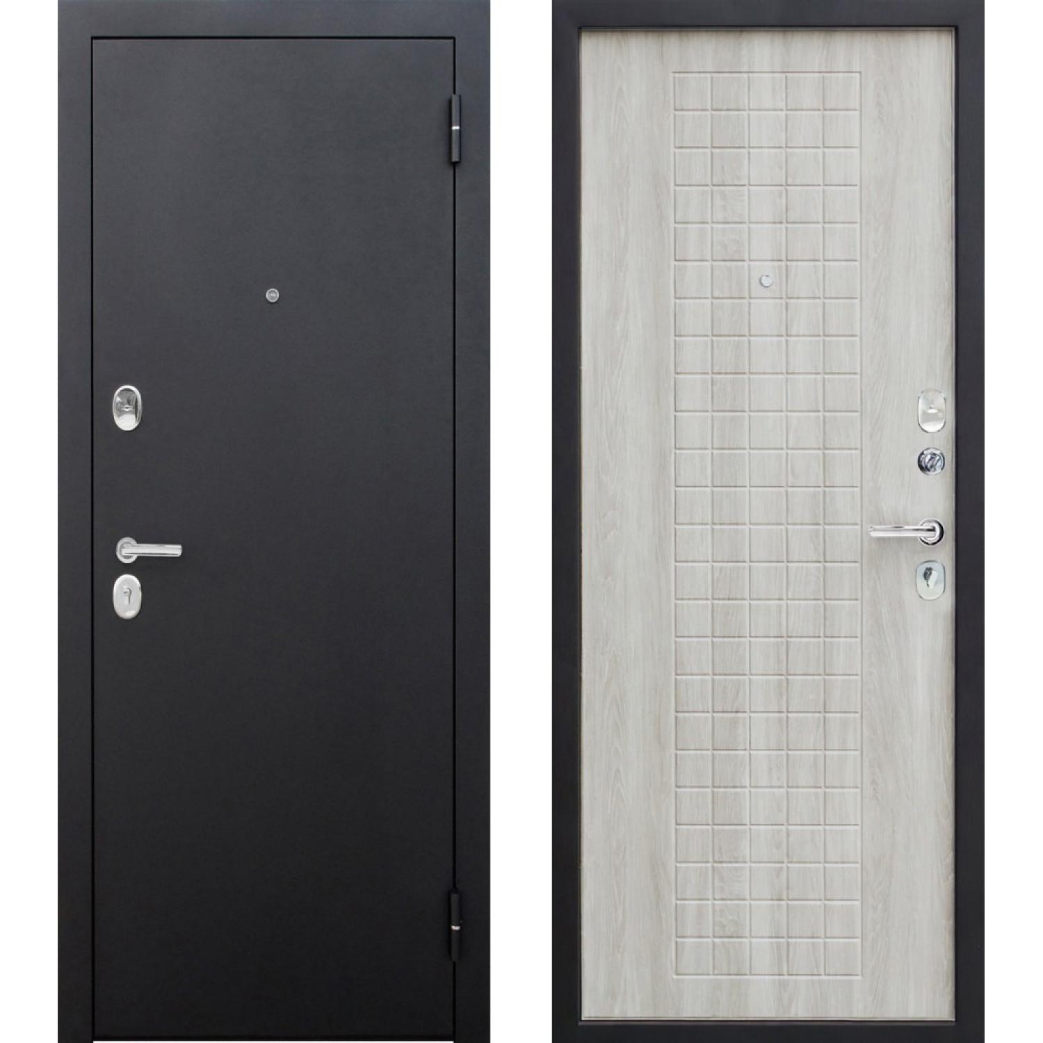 Входная дверь Гарда Муар 8мм (960*2050 L, Черный муар (Полимерно-порошковое), Белый ясень (ПВХ), Складская)