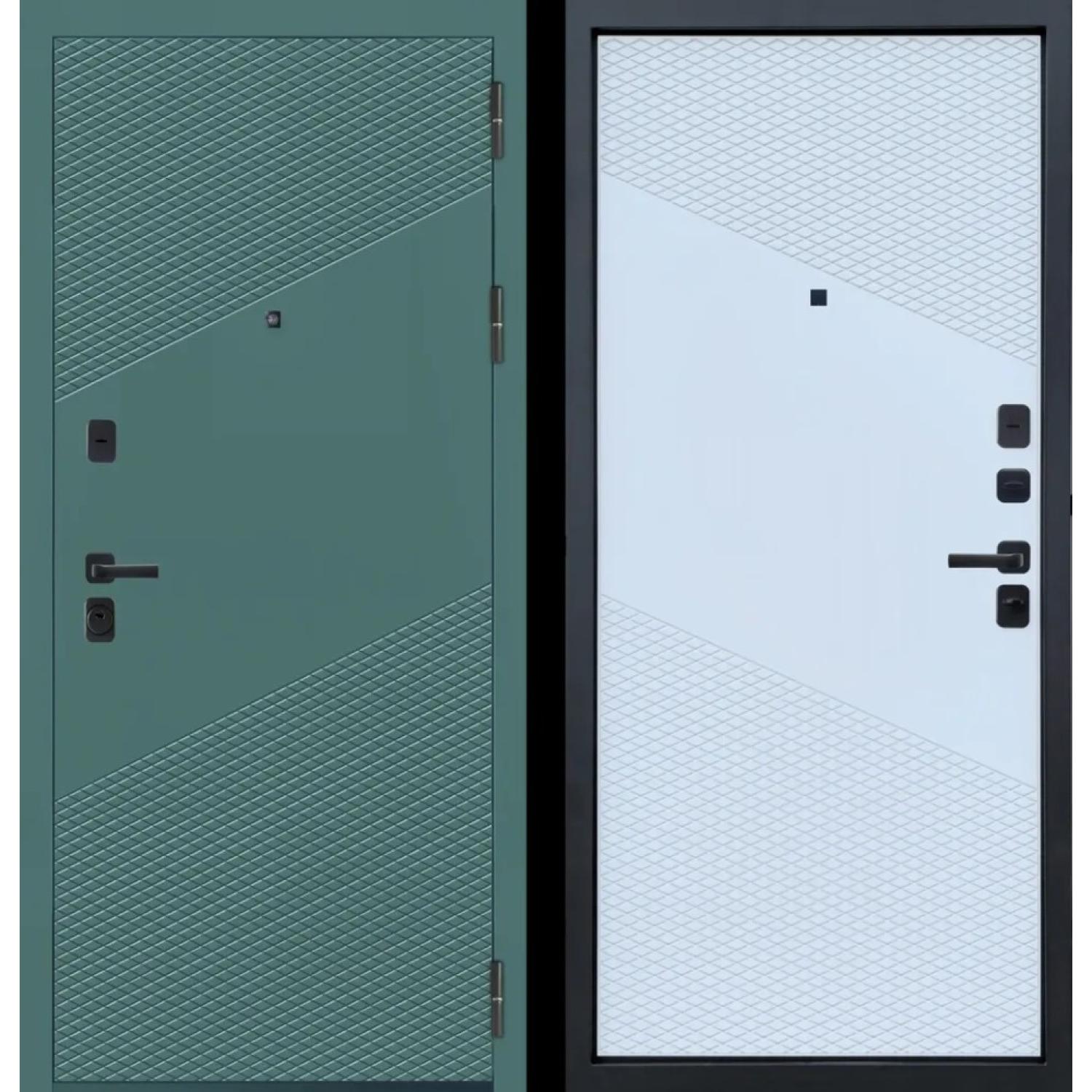 Дверь входная металлическая М13 (960*2050 L, Velluto Avocado, Velluto Bianco AG 700, Заказная)