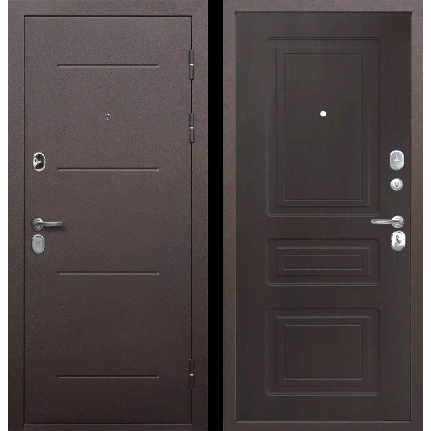 Входная дверь Толстяк Медный (860*2050 R, Медный антик (полимерно-порошковое), Венге (ПВХ), Складская)