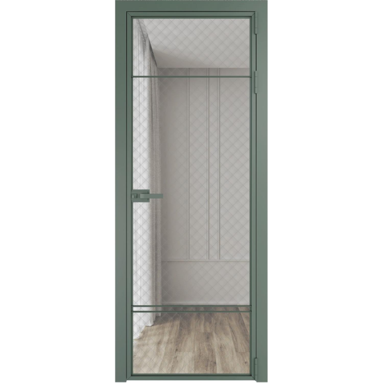 Дверь межкомнатная  алюминиевая  4 AX ProfilDoors (Зеленый воск, Ромб серебро)