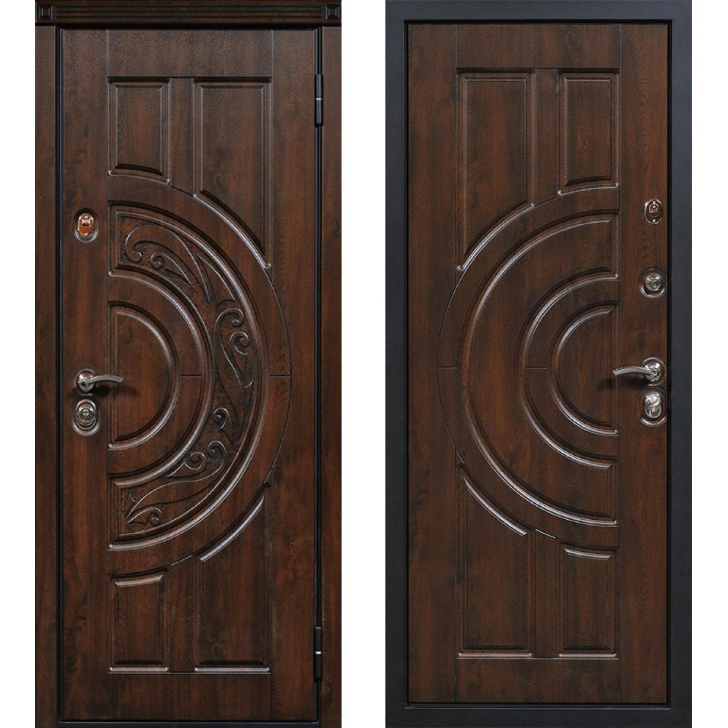 Входная дверь Луна (960*2050 R, Дуб темный (винорит) + патина черная, Дуб золотой (винорит)+ патина черная, Заказная)